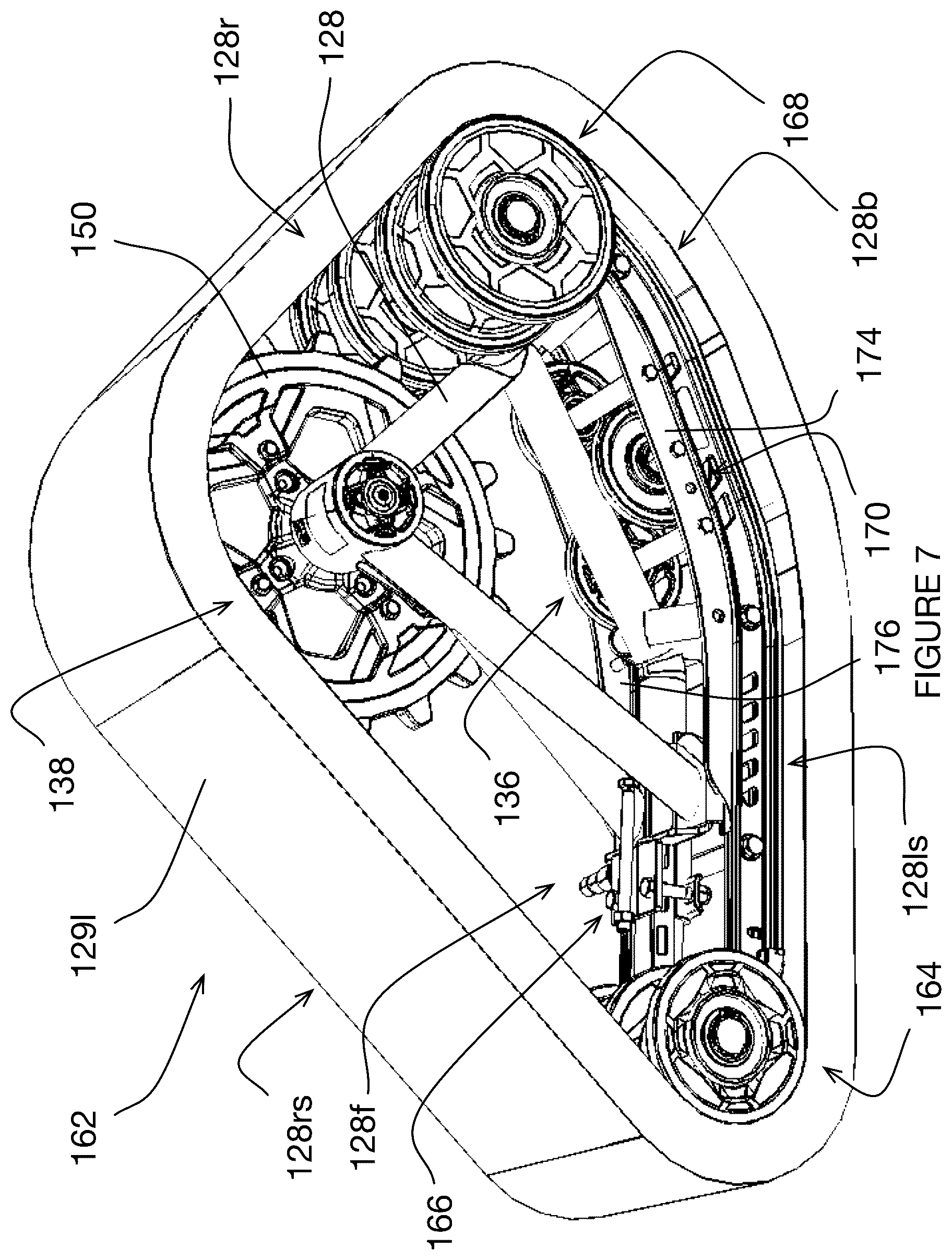 Patent US12351257 Figure 7 – Track assembly and vehicle