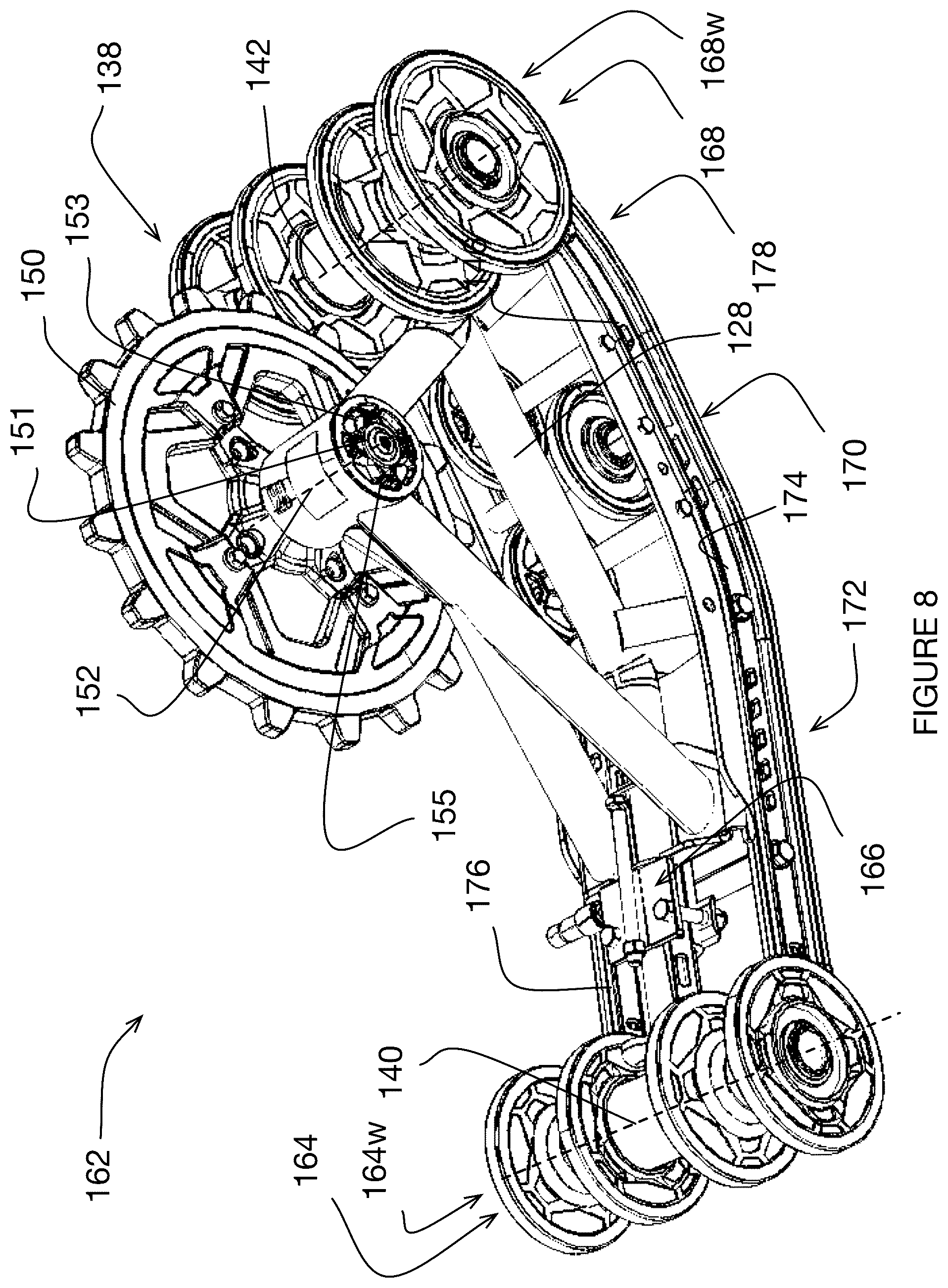 Patent US12351257 Figure 8 – Track assembly and vehicle