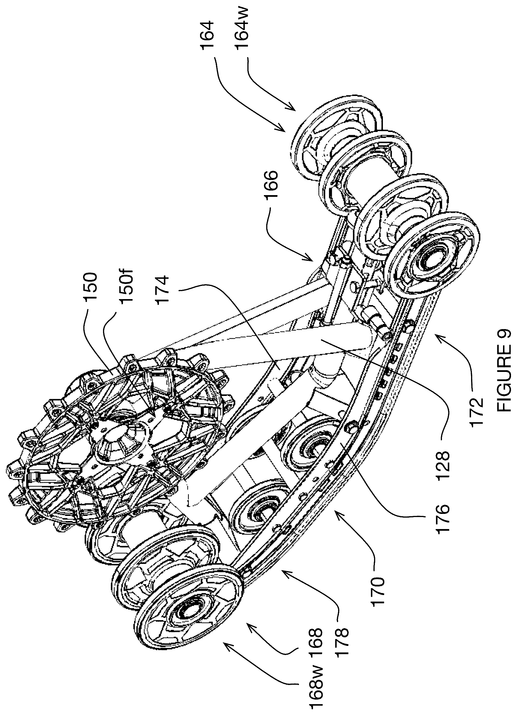 Patent US12351257 Figure 9 – Track assembly and vehicle