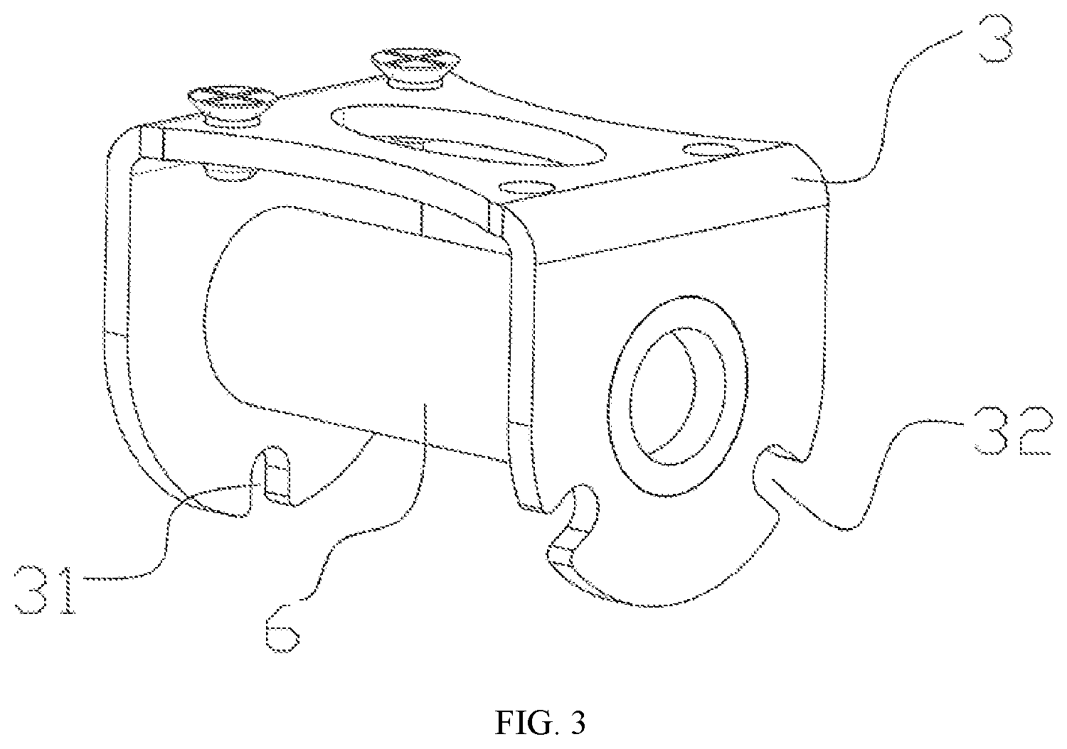 Patent US12351260 Figure 3 – Bilaterally positionable and rotatable bicycle rack