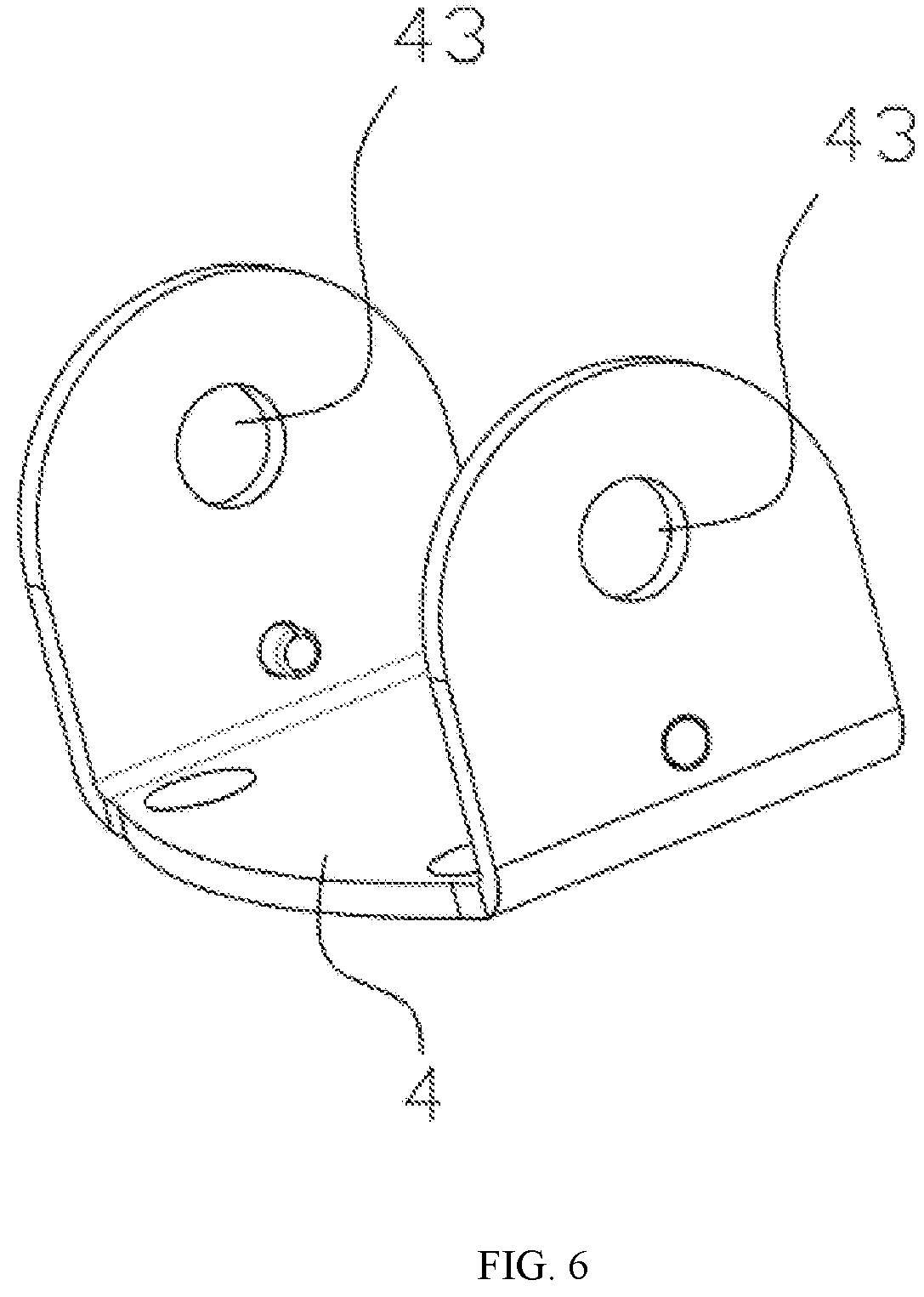 Patent US12351260 Figure 6 – Bilaterally positionable and rotatable bicycle rack