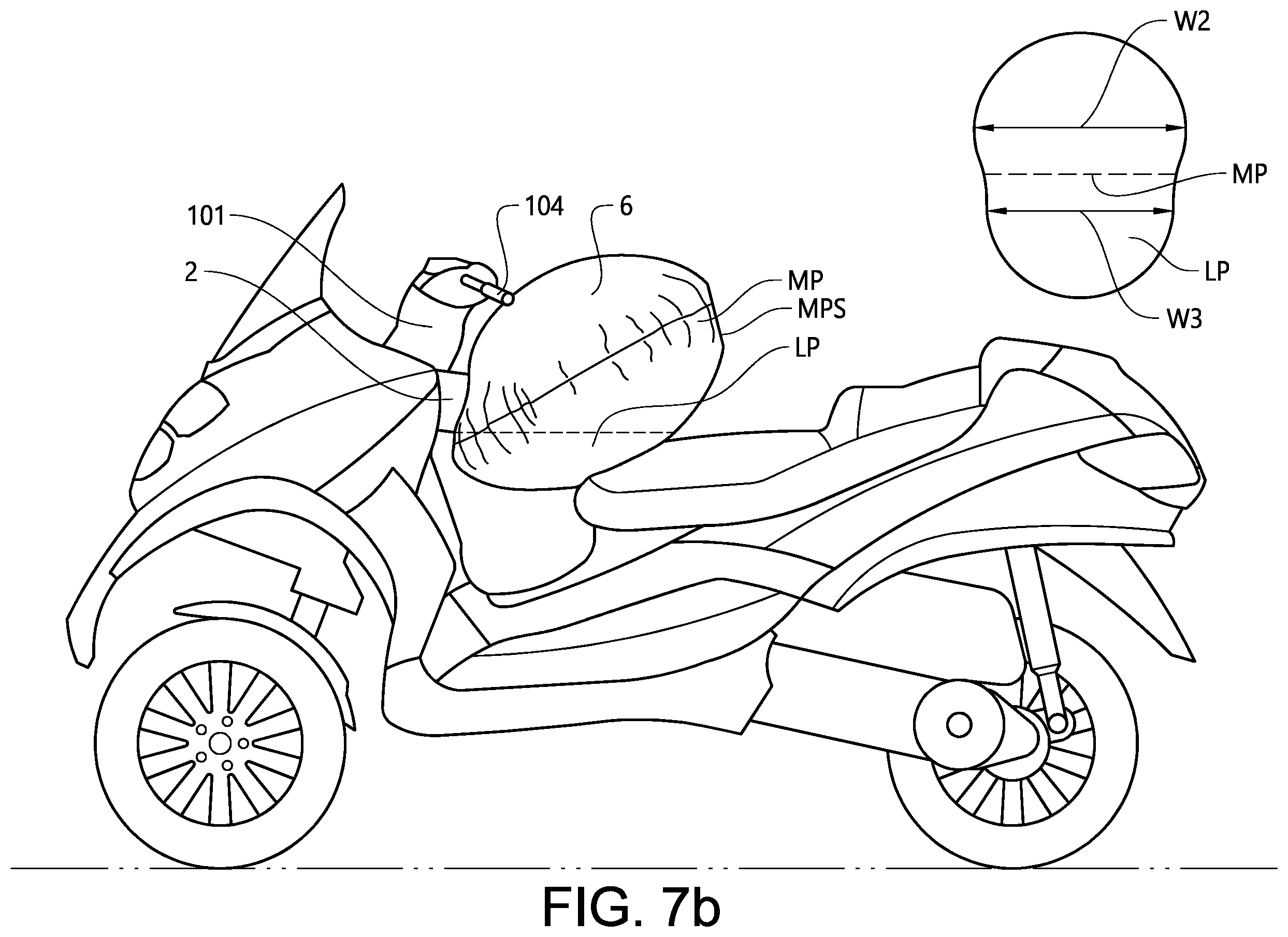 Patent US12351265 Figure 9 – Airbag system for a powered saddle-ride type vehicle and a powered saddle-ride type vehicle provided with such system