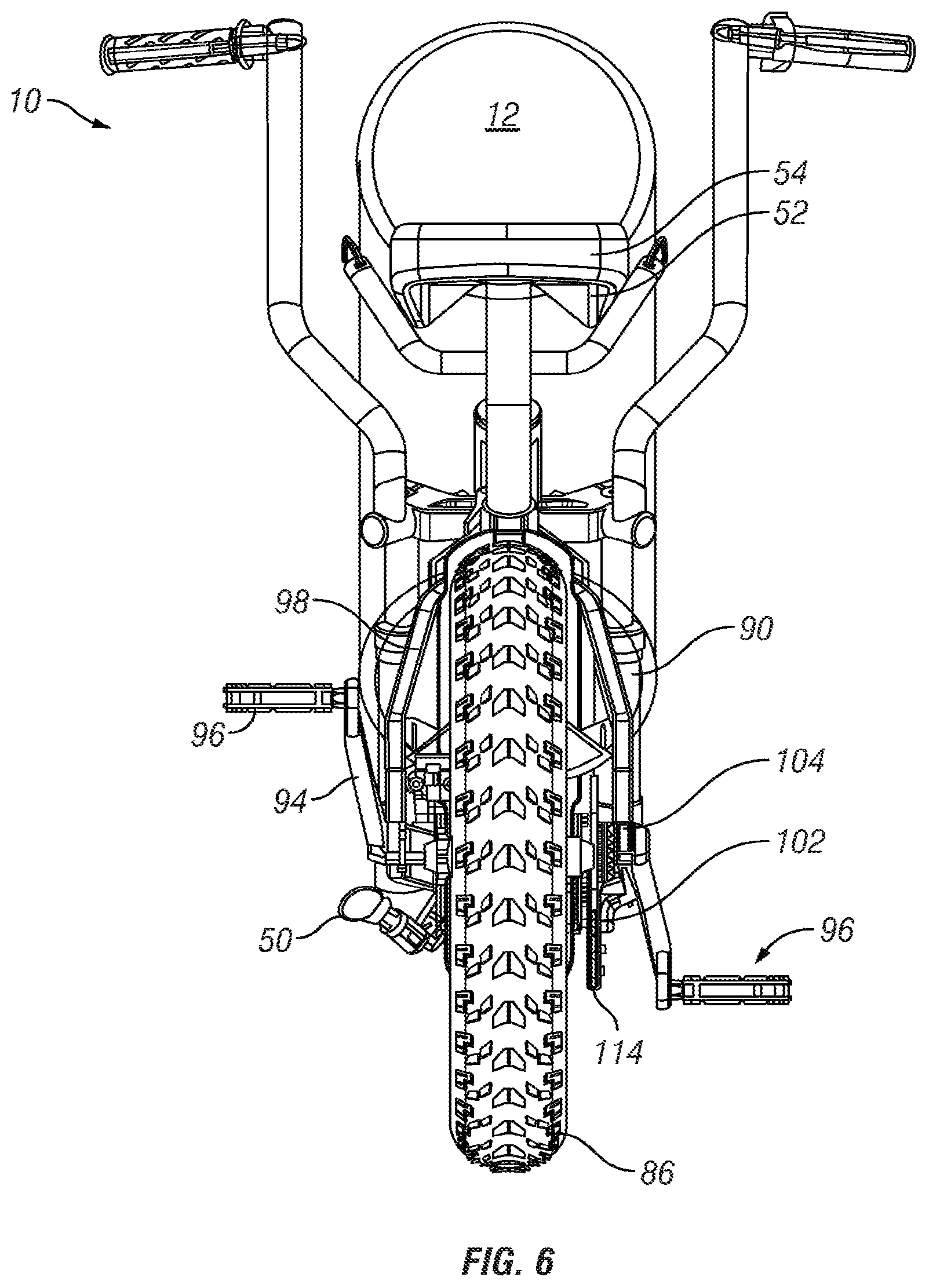 Patent US12351270 Figure 5 – Riding bag transport cart/cycle