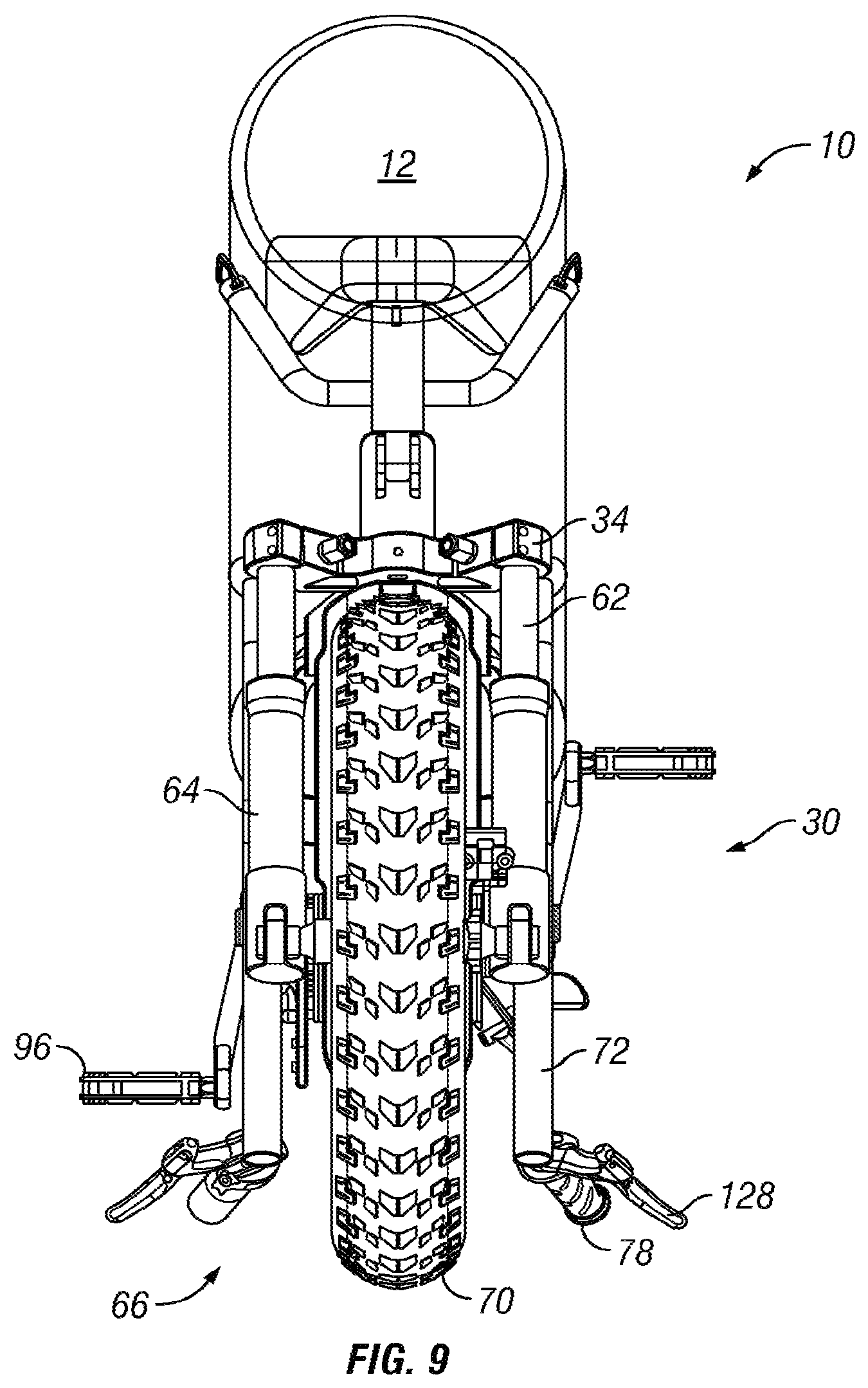 Patent US12351270 Figure 8 – Riding bag transport cart/cycle