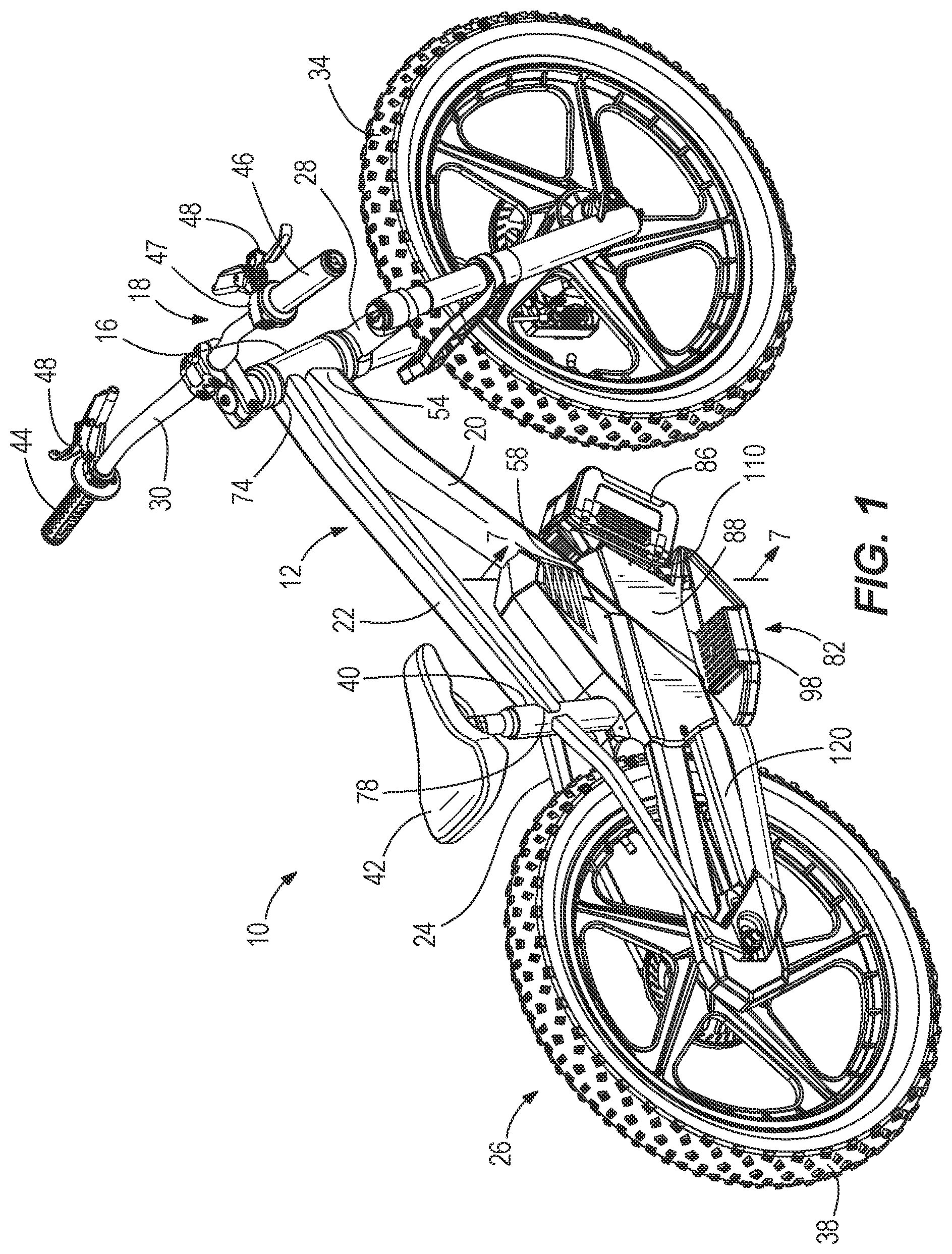 Patent US12351271 Figure 1 – Bike frame having a drive module enclosure