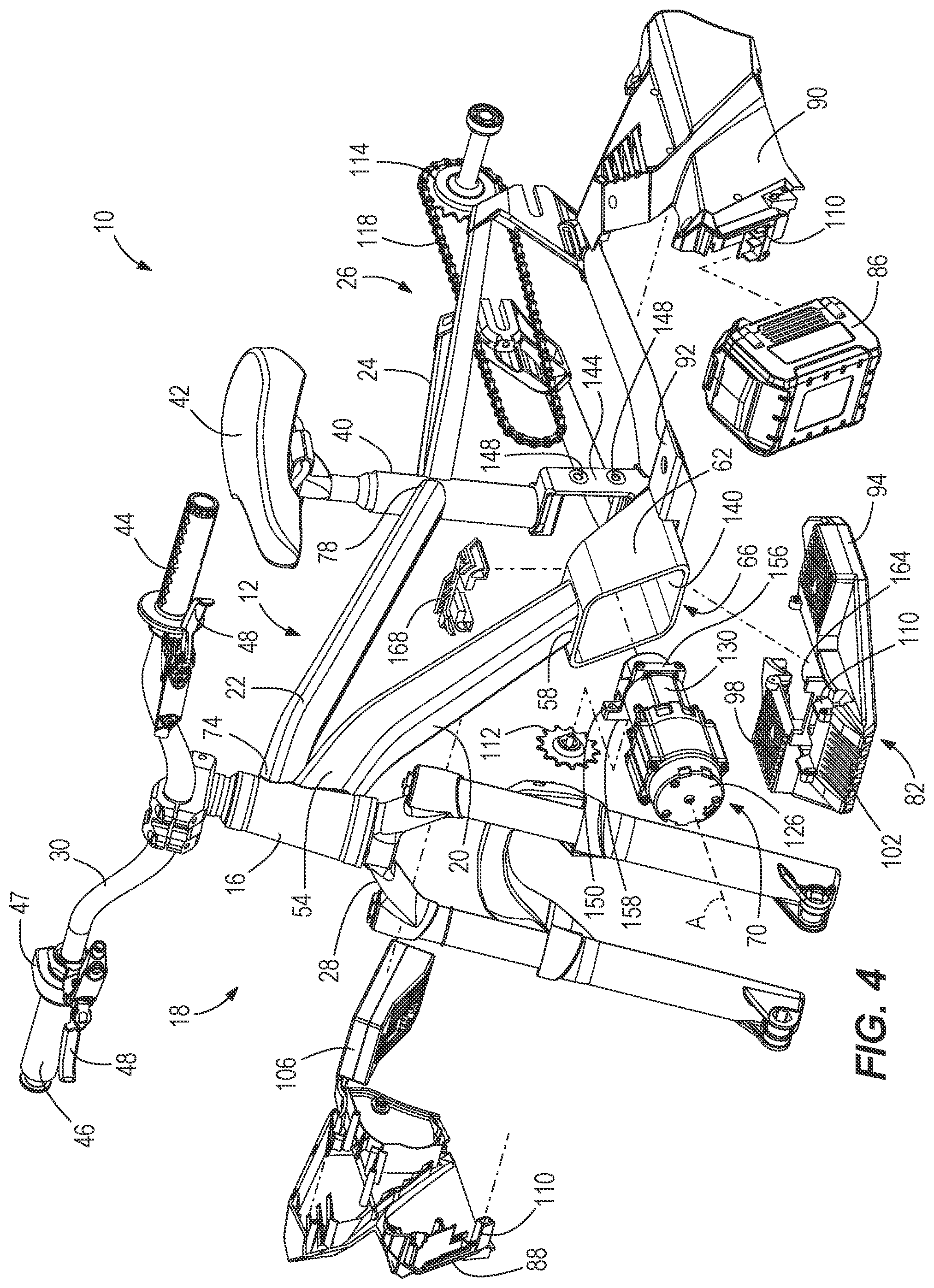 Patent US12351271 Figure 4 – Bike frame having a drive module enclosure