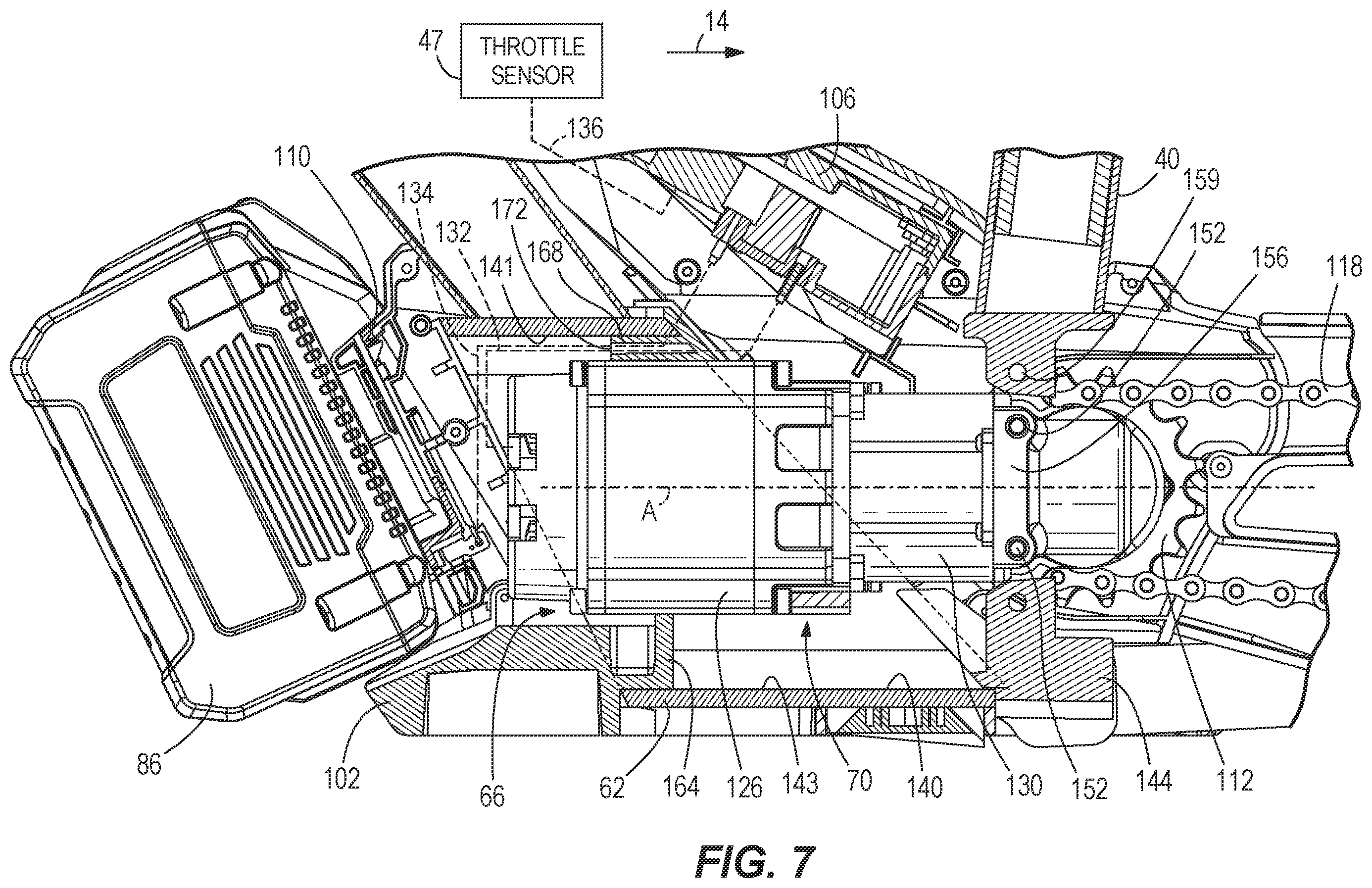 Patent US12351271 Figure 7 – Bike frame having a drive module enclosure