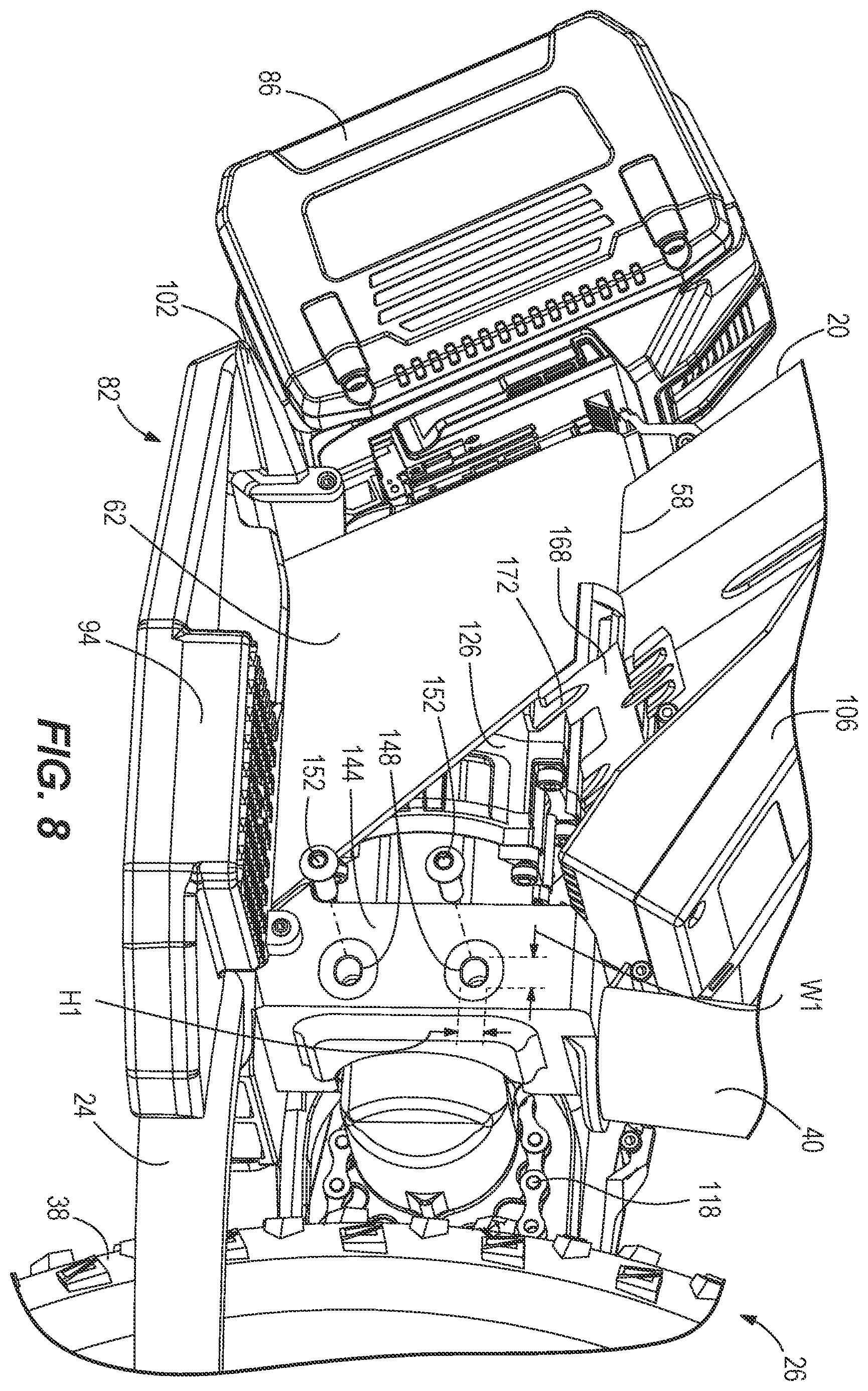 Patent US12351271 Figure 8 – Bike frame having a drive module enclosure