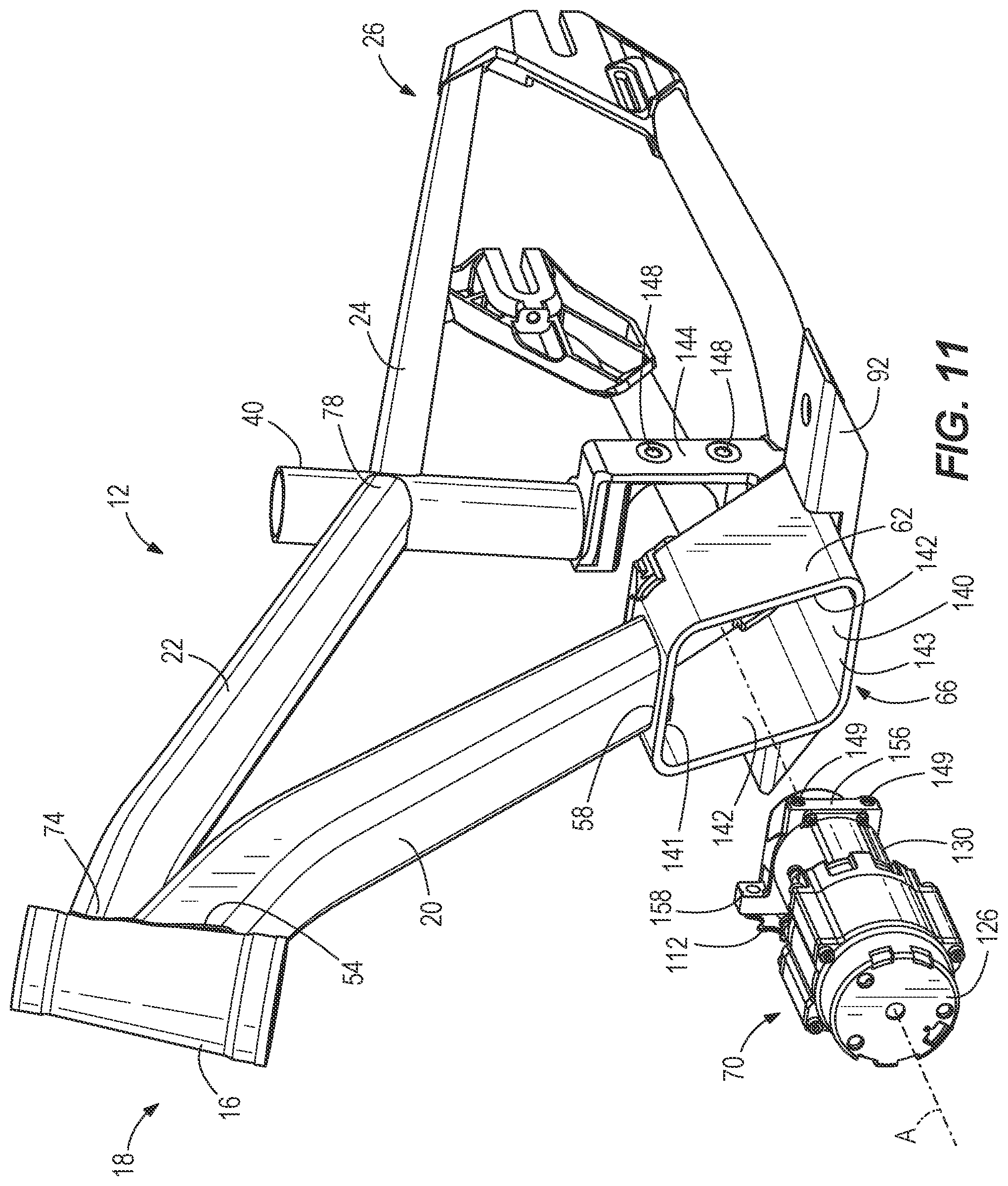 Patent US12351271 Figure 10 – Bike frame having a drive module enclosure