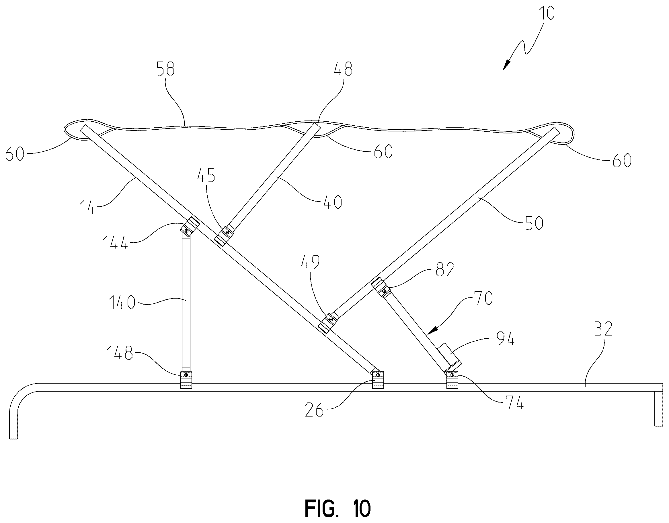 Patent US12351274 Figure 6 – Strut actuated bimini top