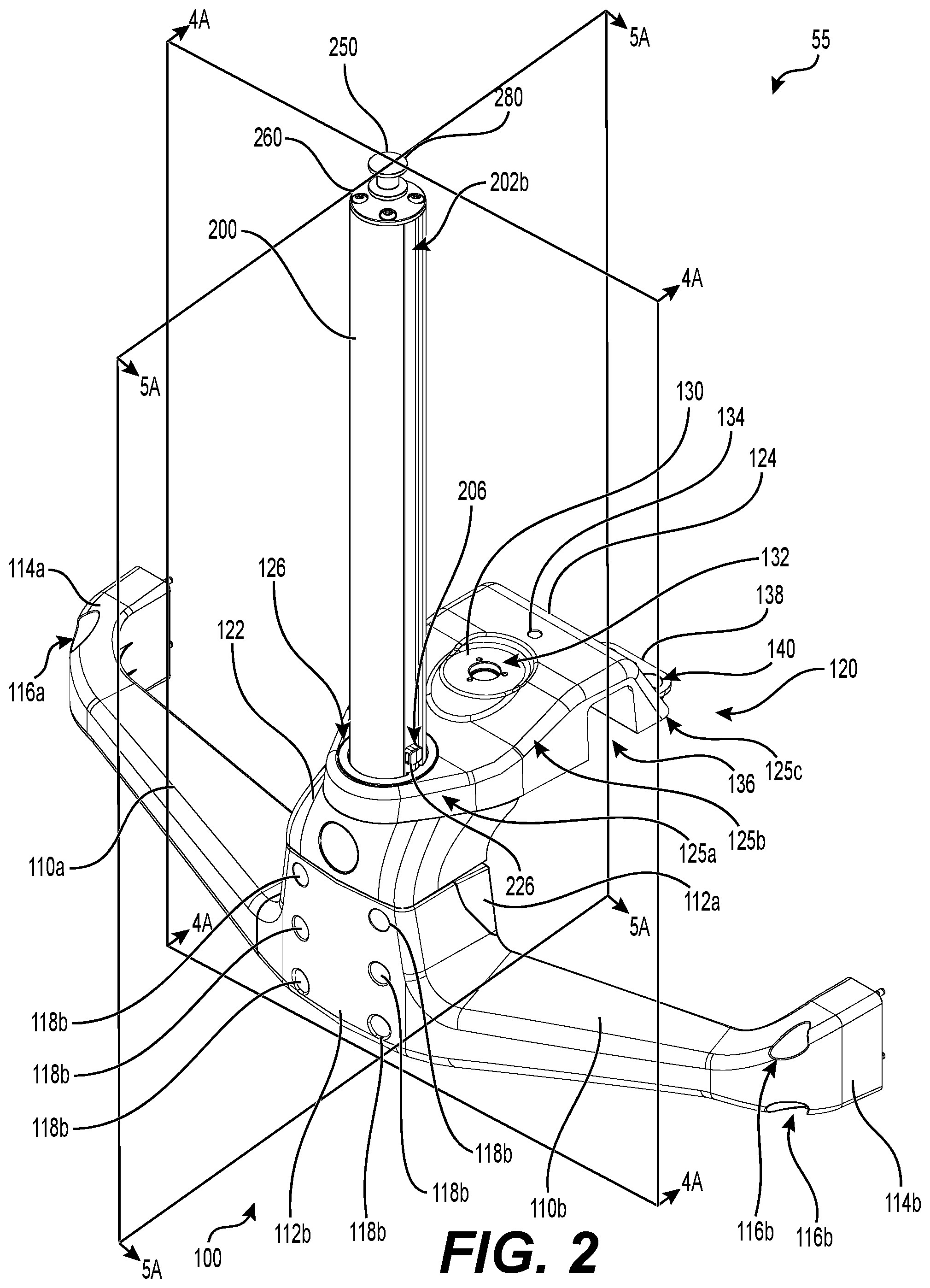 Patent US12351276 Figure 2 – Tow attachment, tow pylon assembly and watercraft having same
