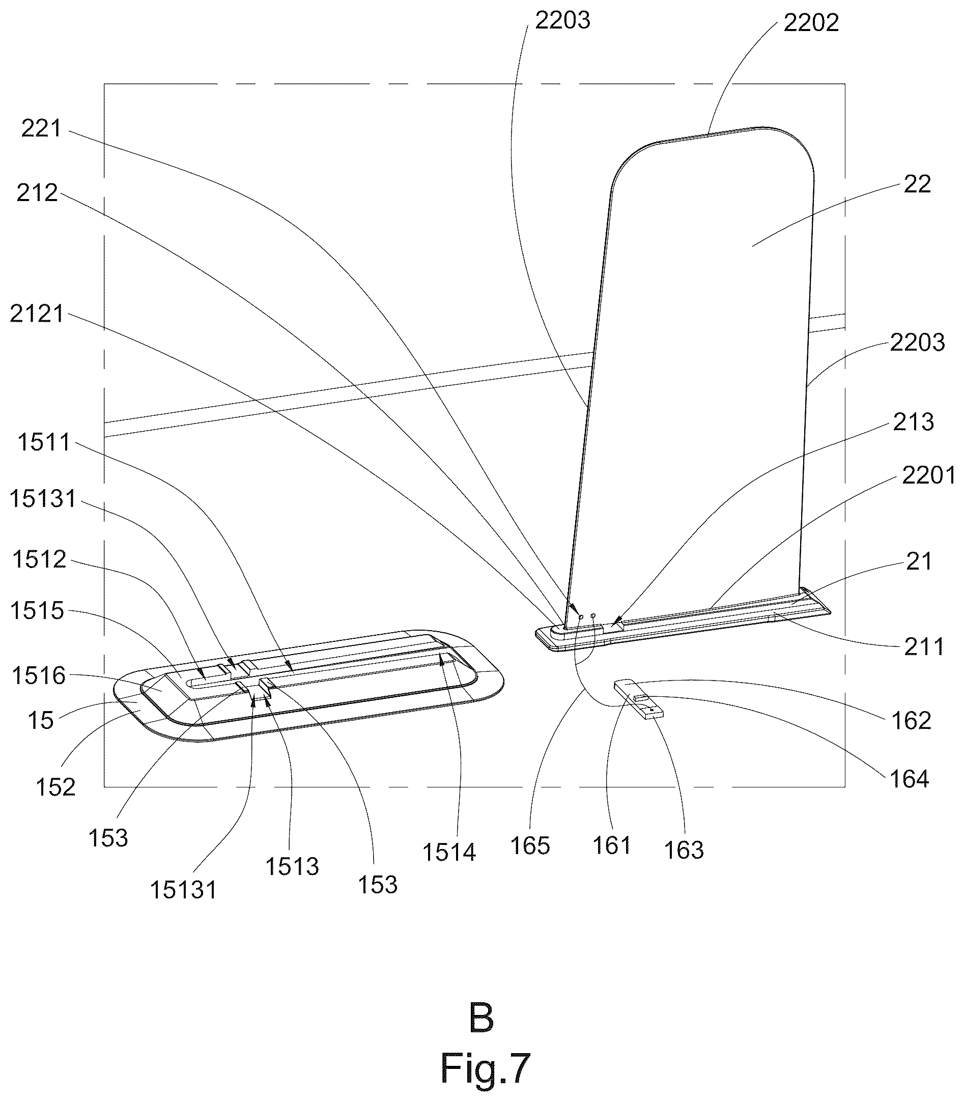 Patent US12351279 Figure 7 – Inflatable paddle board with central balancing fin