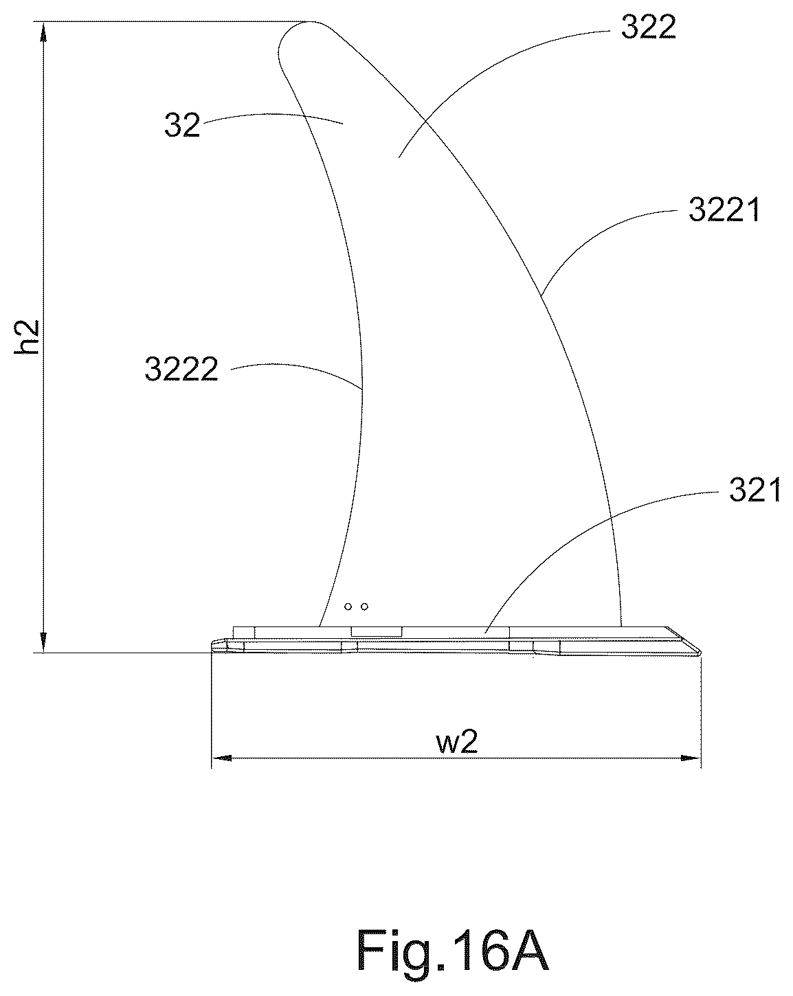 Patent US12351279 Figure 16 – Inflatable paddle board with central balancing fin