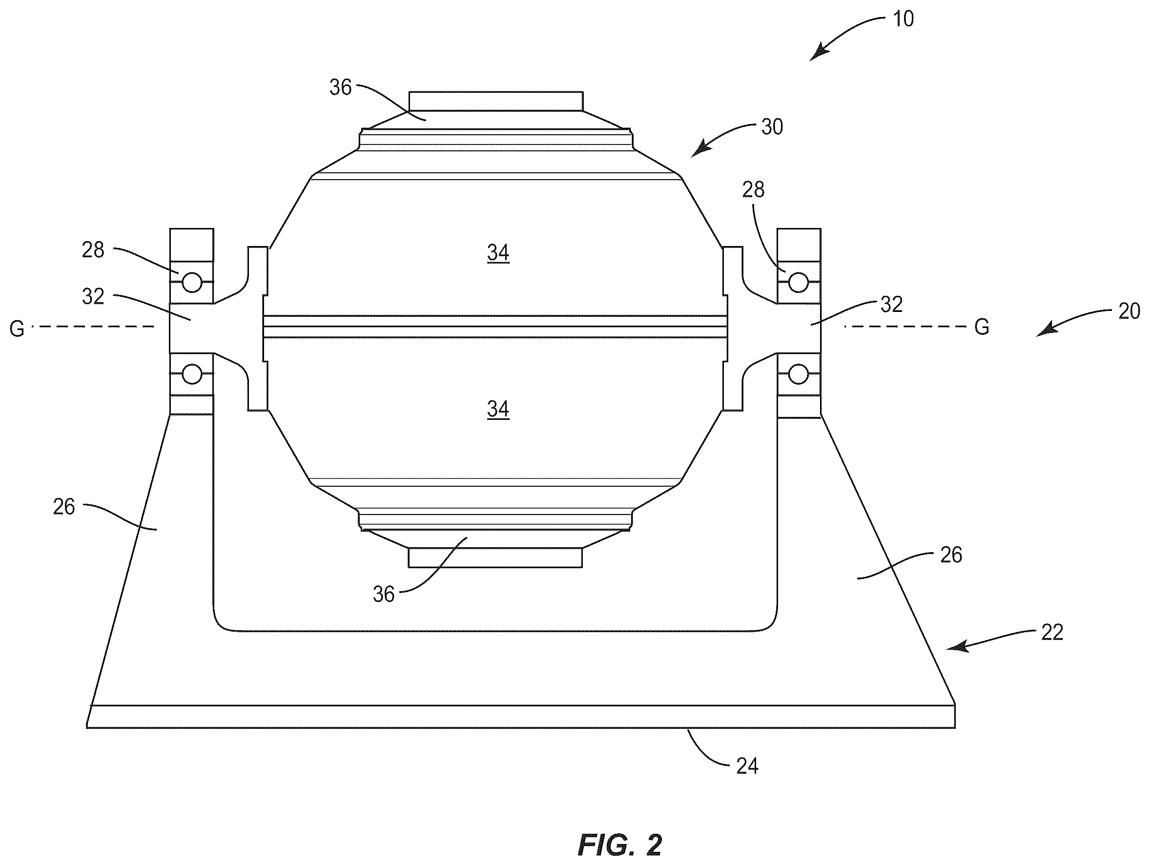 Patent US12351282 Figure 2 – Gyroscopic boat roll stabilizer with bearing cooling