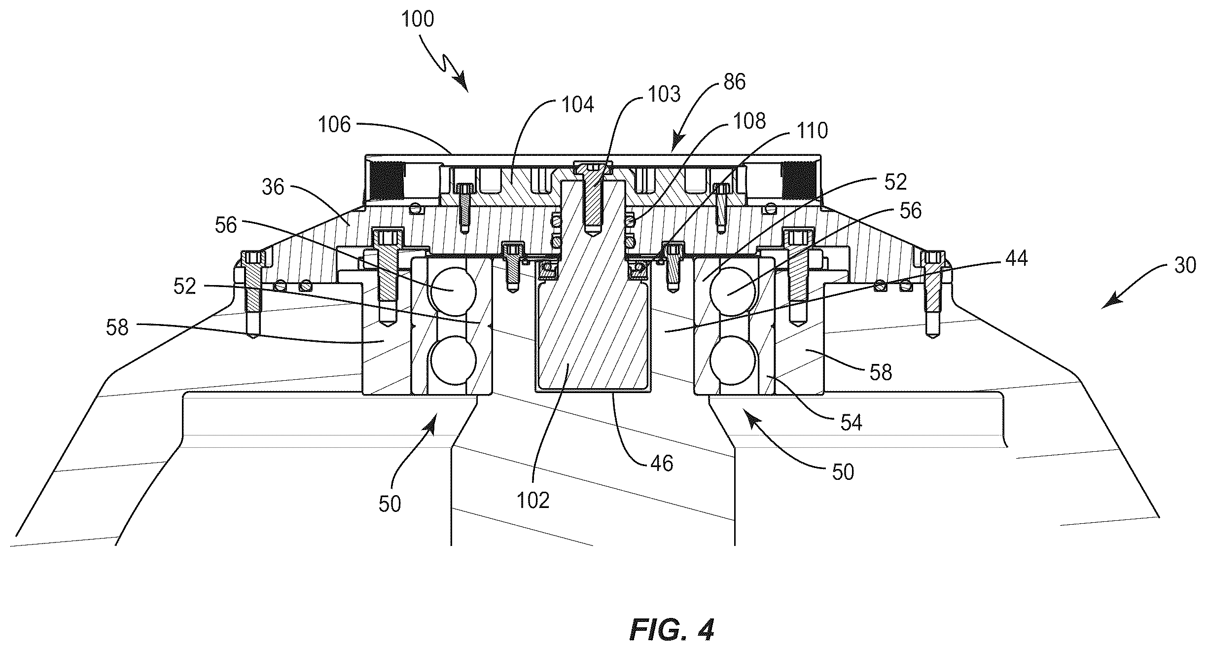 Patent US12351282 Figure 4 – Gyroscopic boat roll stabilizer with bearing cooling