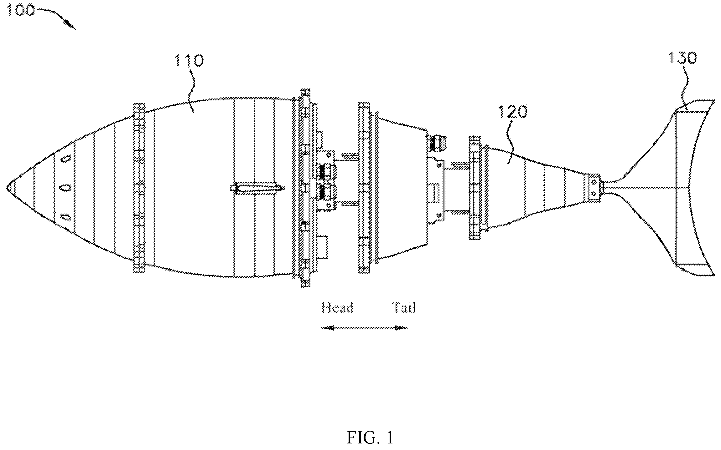 Patent US12351285 Figure 1 – Attitude adjustment apparatus for self-propelled bio-inspired robotic fish