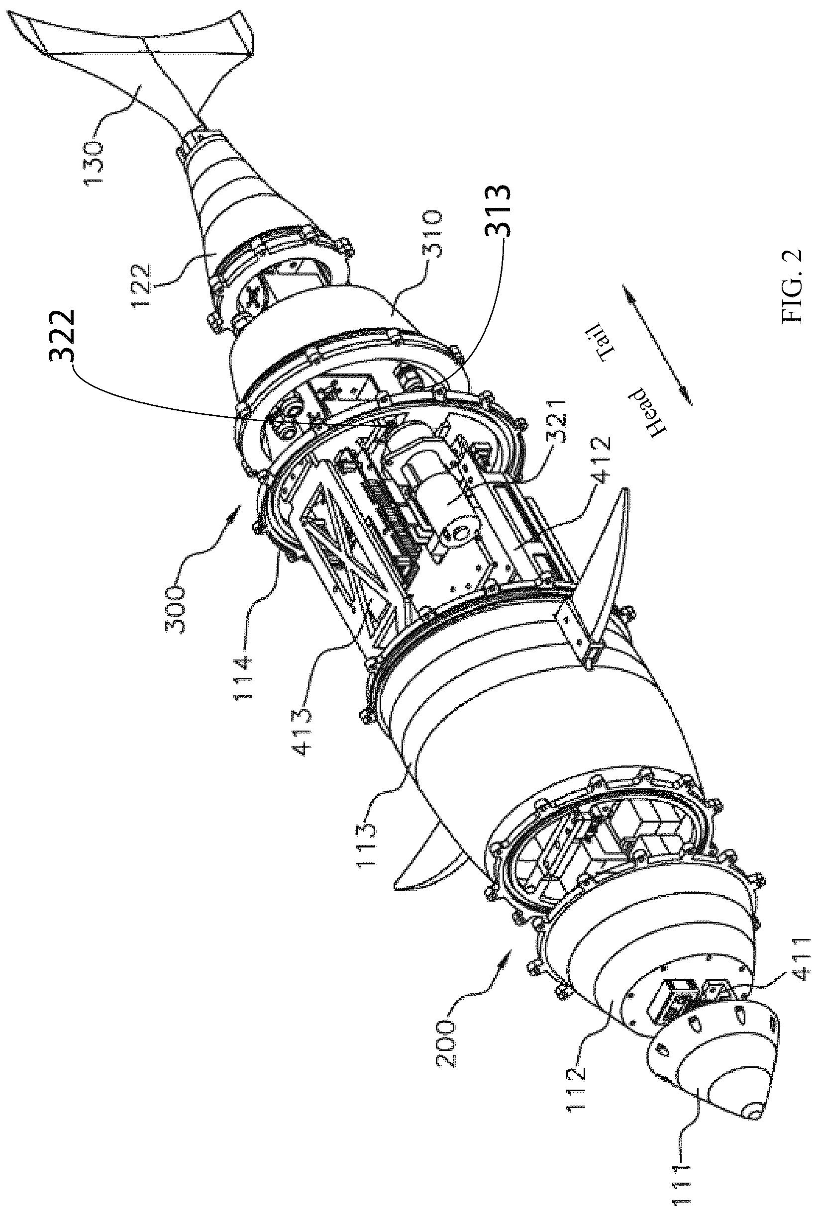 Patent US12351285 Figure 2 – Attitude adjustment apparatus for self-propelled bio-inspired robotic fish