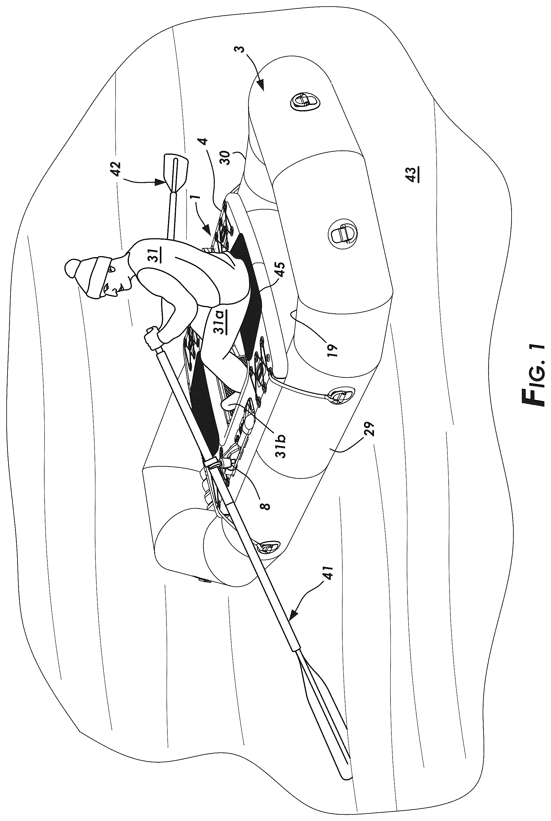 Patent US12351286 — Inflatable oar frame for a watercraft — Figure 1