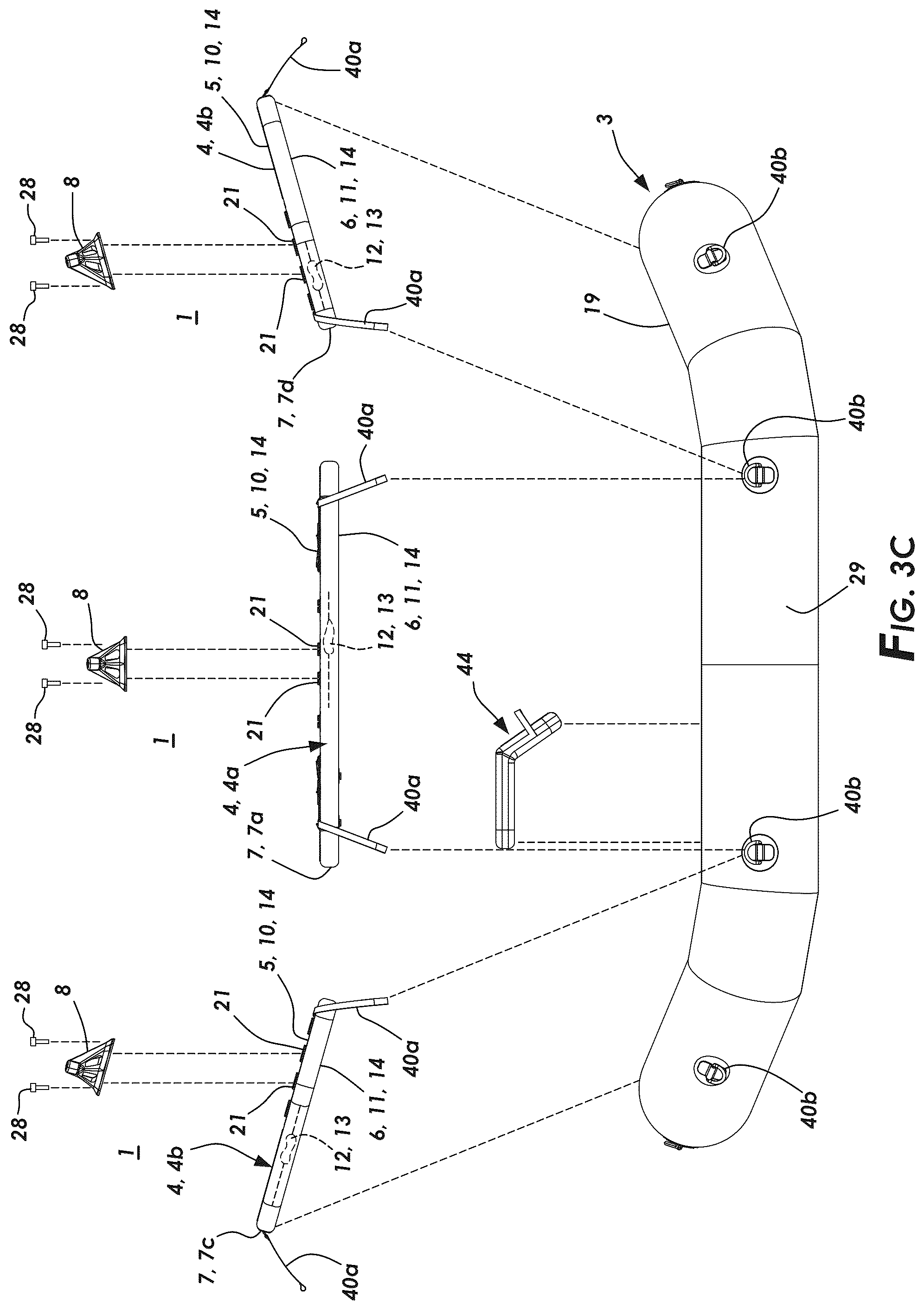 Patent US12351286 Figure 7 – Inflatable oar frame for a watercraft