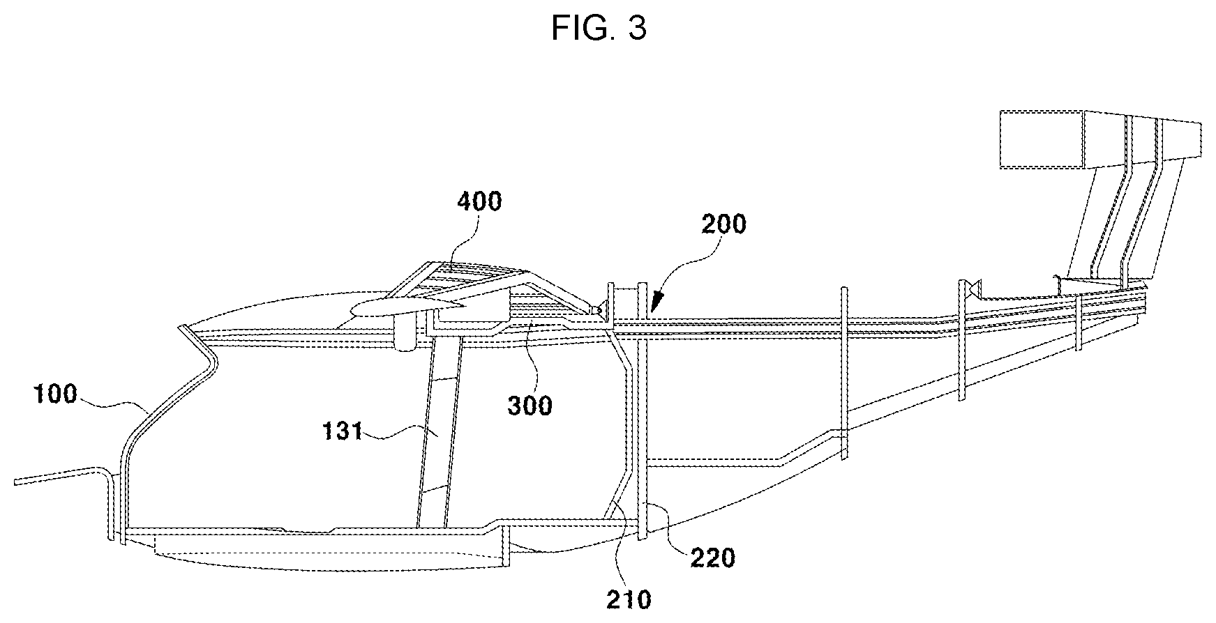 Patent US12351292 Figure 3 – Collision load distribution structure of fuselage