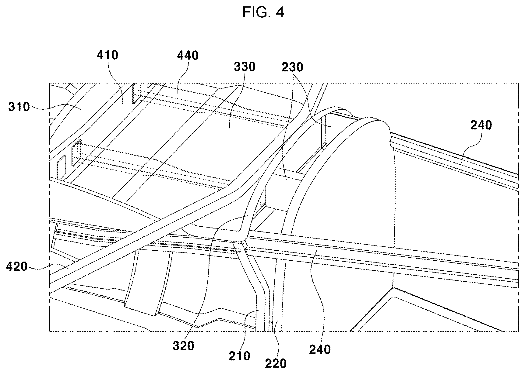 Patent US12351292 Figure 4 – Collision load distribution structure of fuselage
