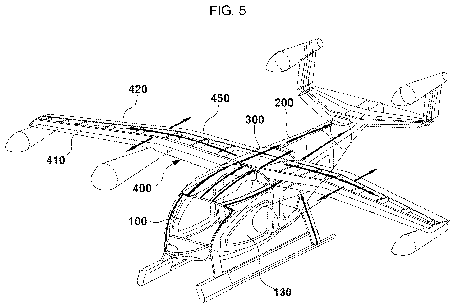 Patent US12351292 Figure 5 – Collision load distribution structure of fuselage