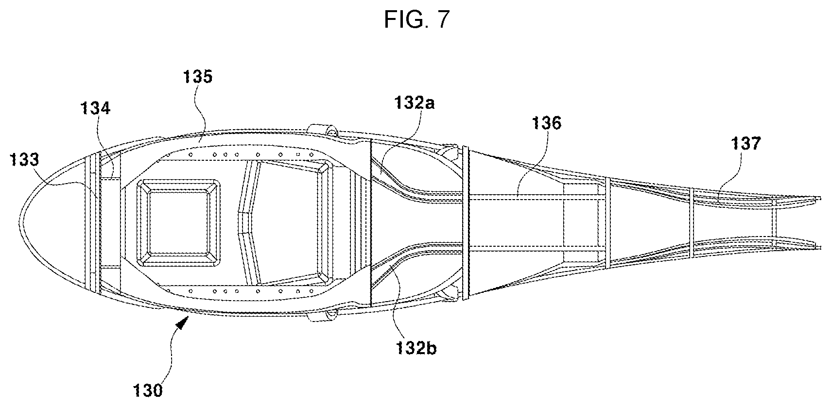Patent US12351292 Figure 7 – Collision load distribution structure of fuselage