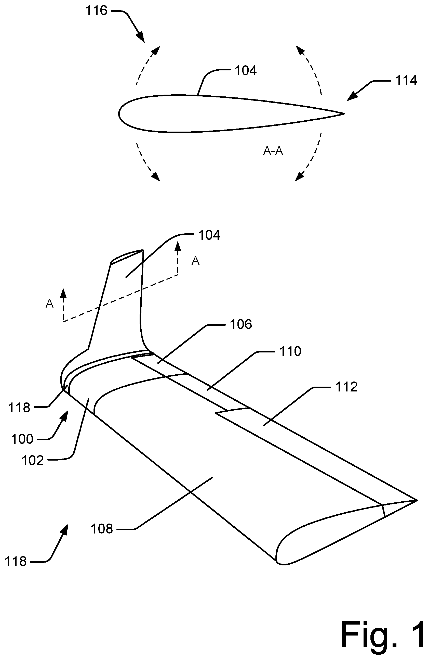 Patent US12351298 Figure 1 – Adjustable lift modification wingtip