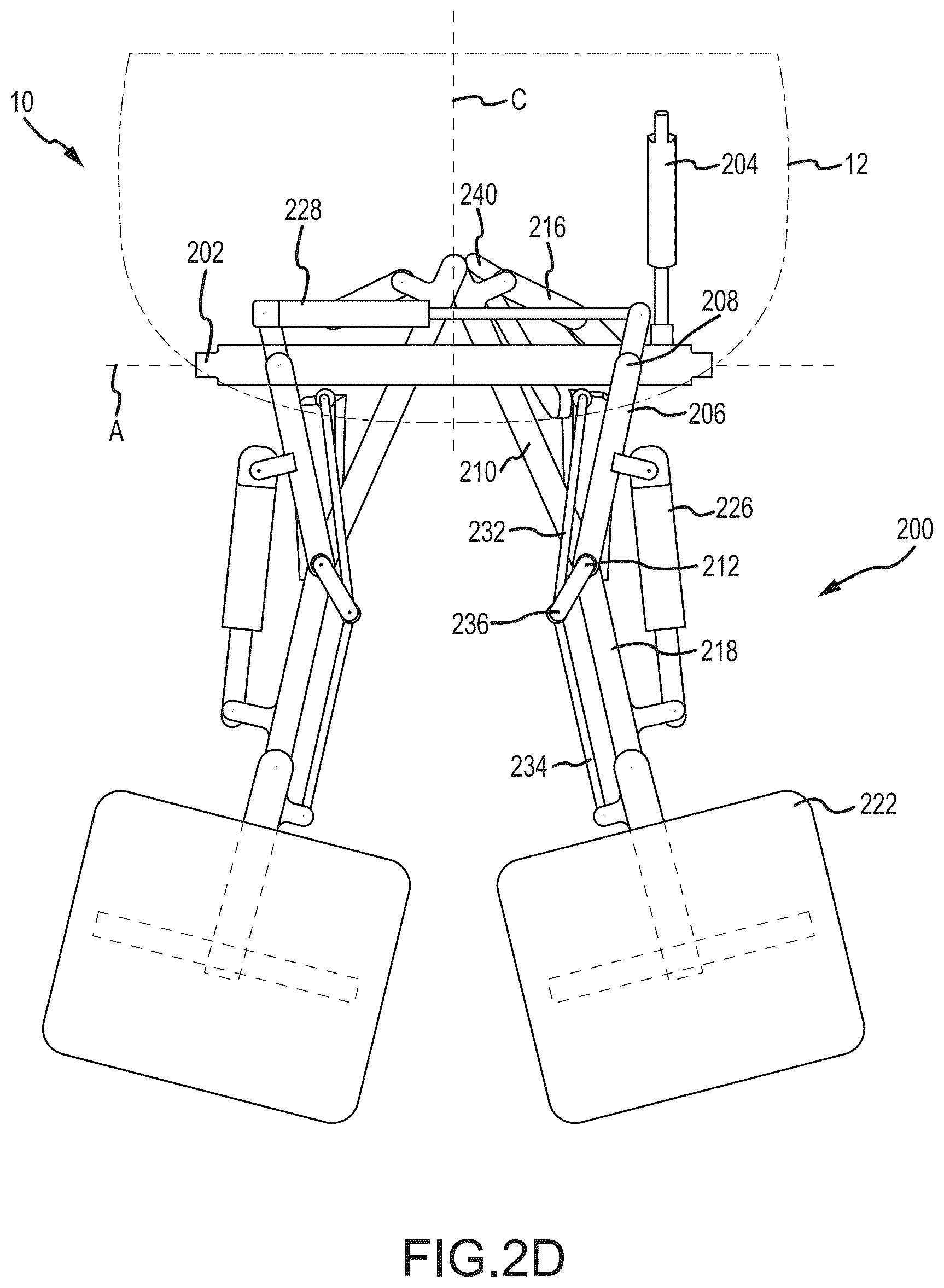 Patent US12351299 Figure 6 – Articulating truss configuration for aircraft landing gear