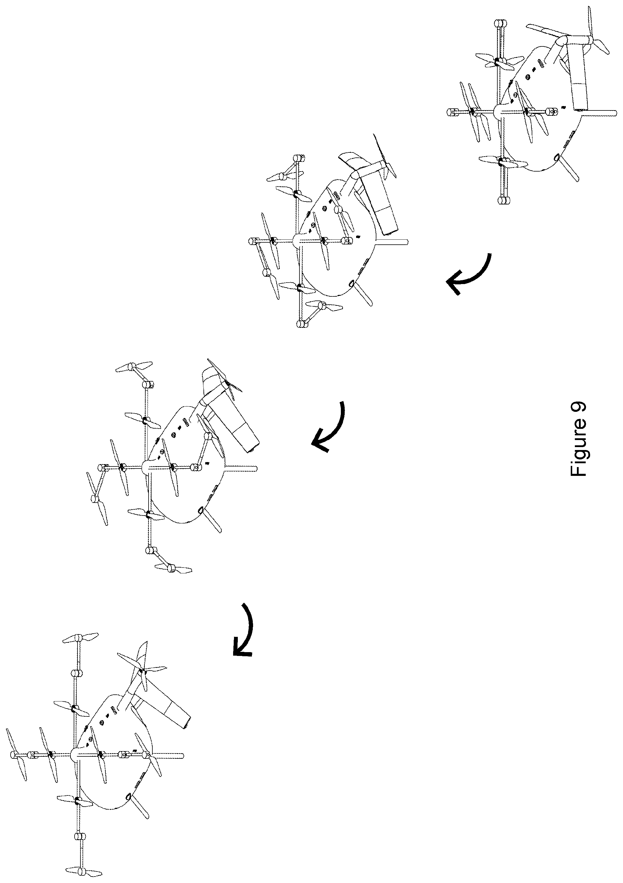 Patent US12351302 Figure 9 – Reconfiguring vertical takeoff and landing aircraft