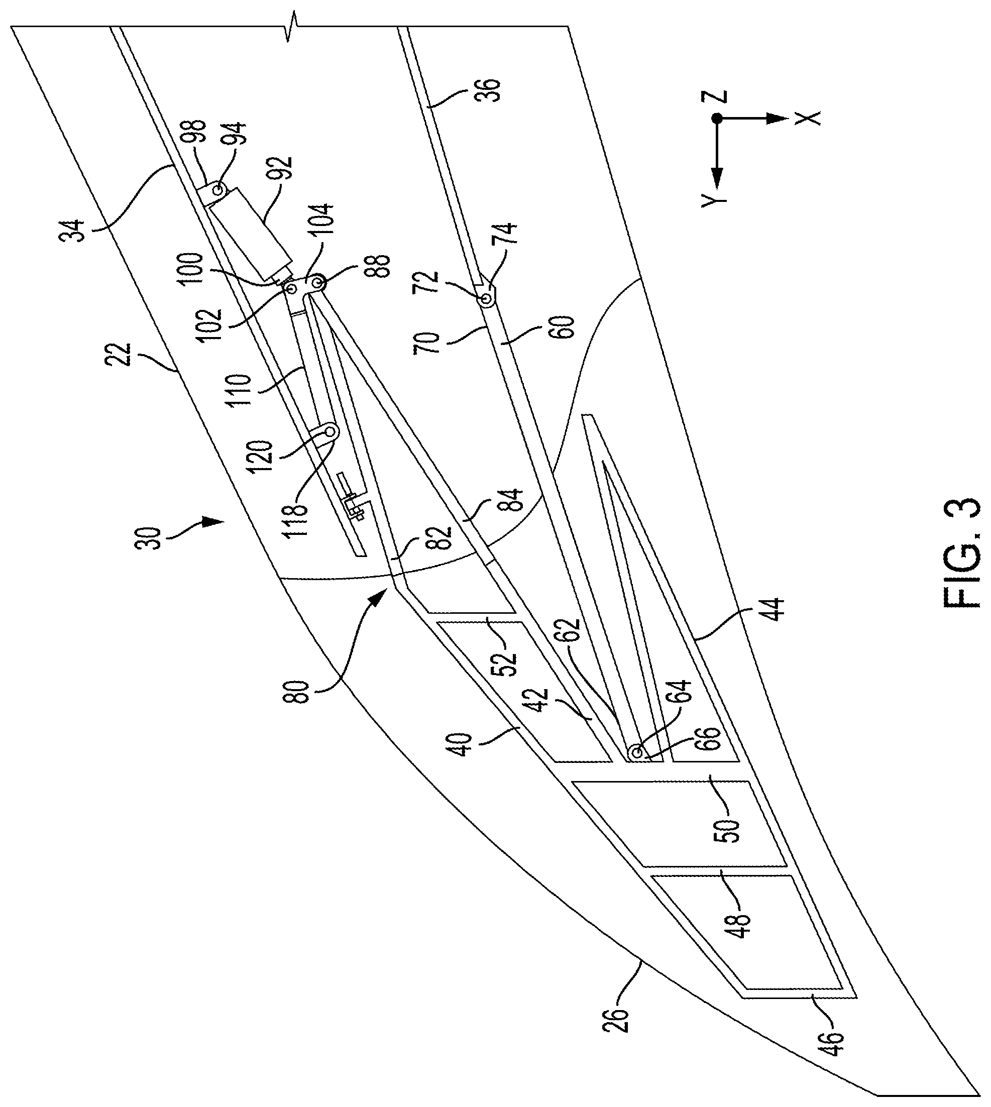 Patent US12351307 Figure 3 – Shortening wingspan of an aircraft