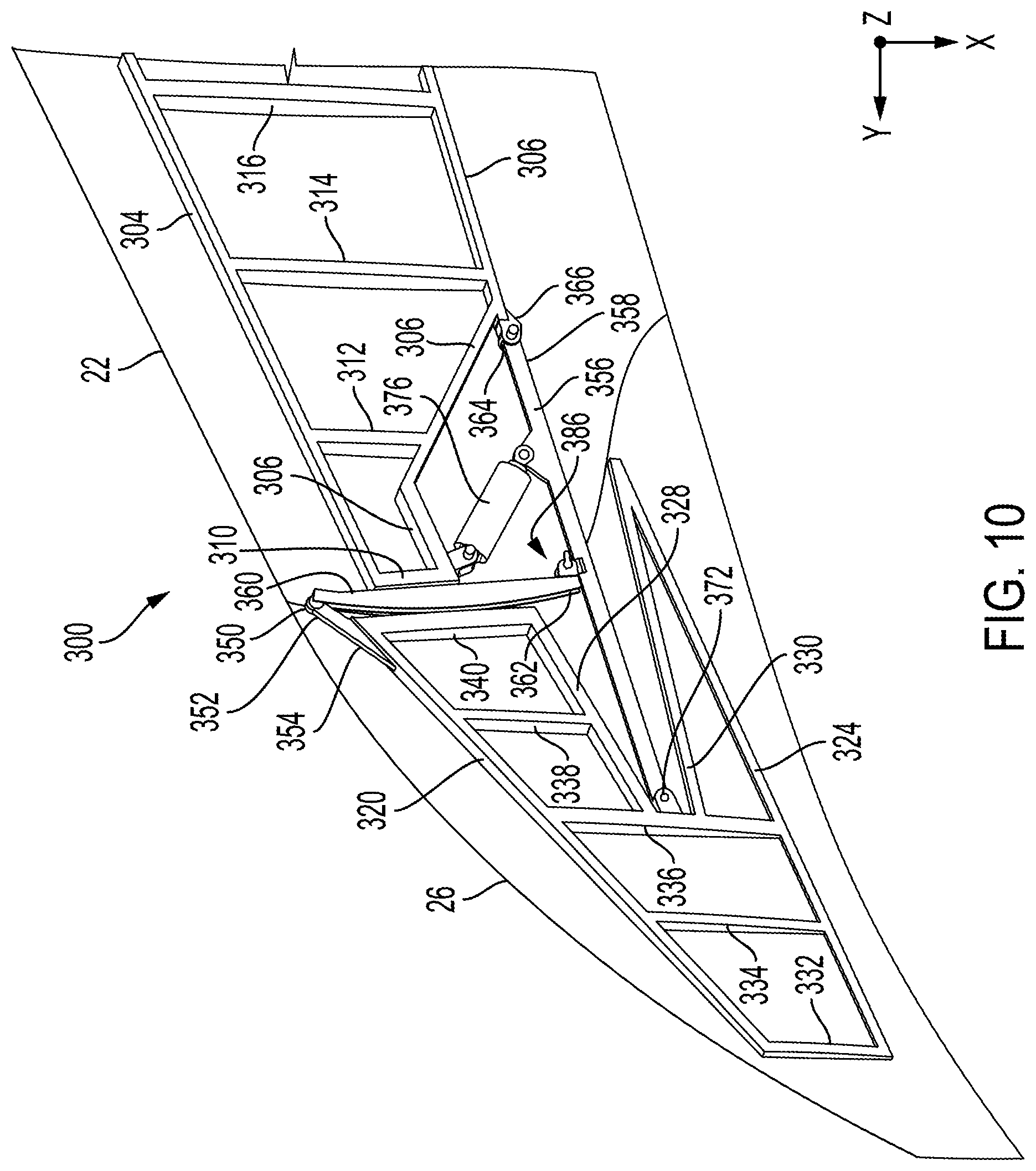Patent US12351307 Figure 9 – Shortening wingspan of an aircraft
