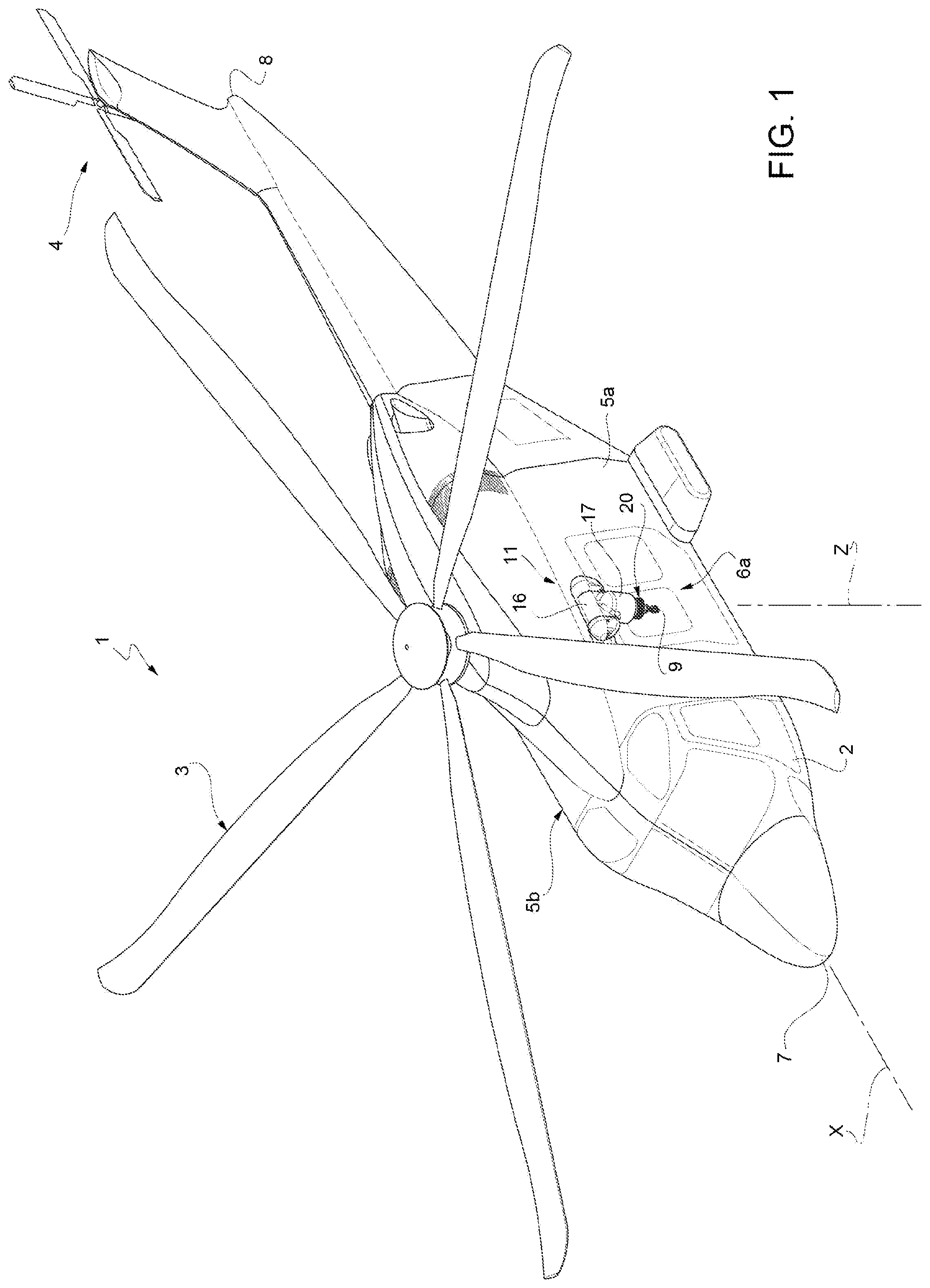 Patent US12351311 Figure 1 – Aircraft capable of hovering and method for transporting a load suspended from such aircraft