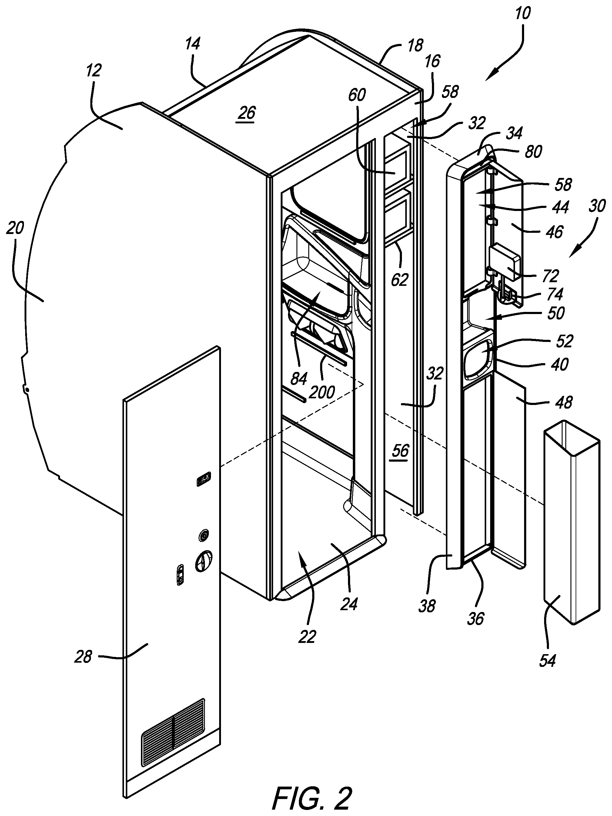 Patent US12351313 Figure 2 – Tower assembly for an aircraft monument