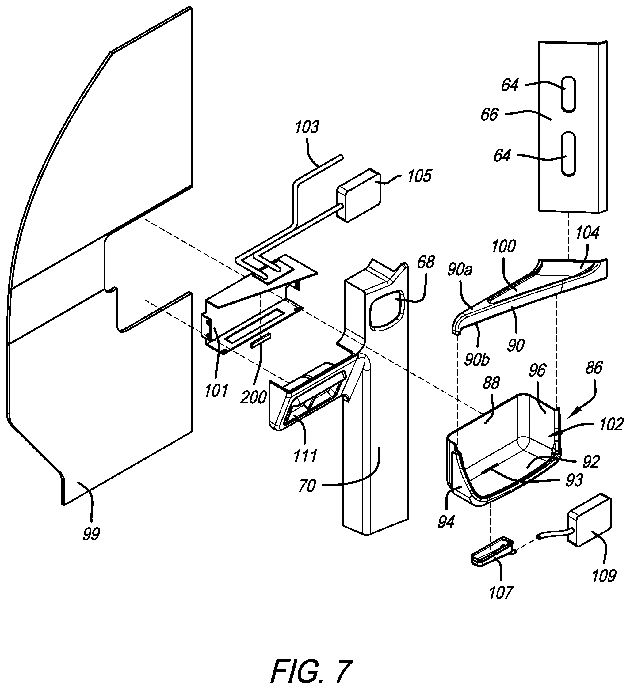 Patent US12351313 Figure 6 – Tower assembly for an aircraft monument