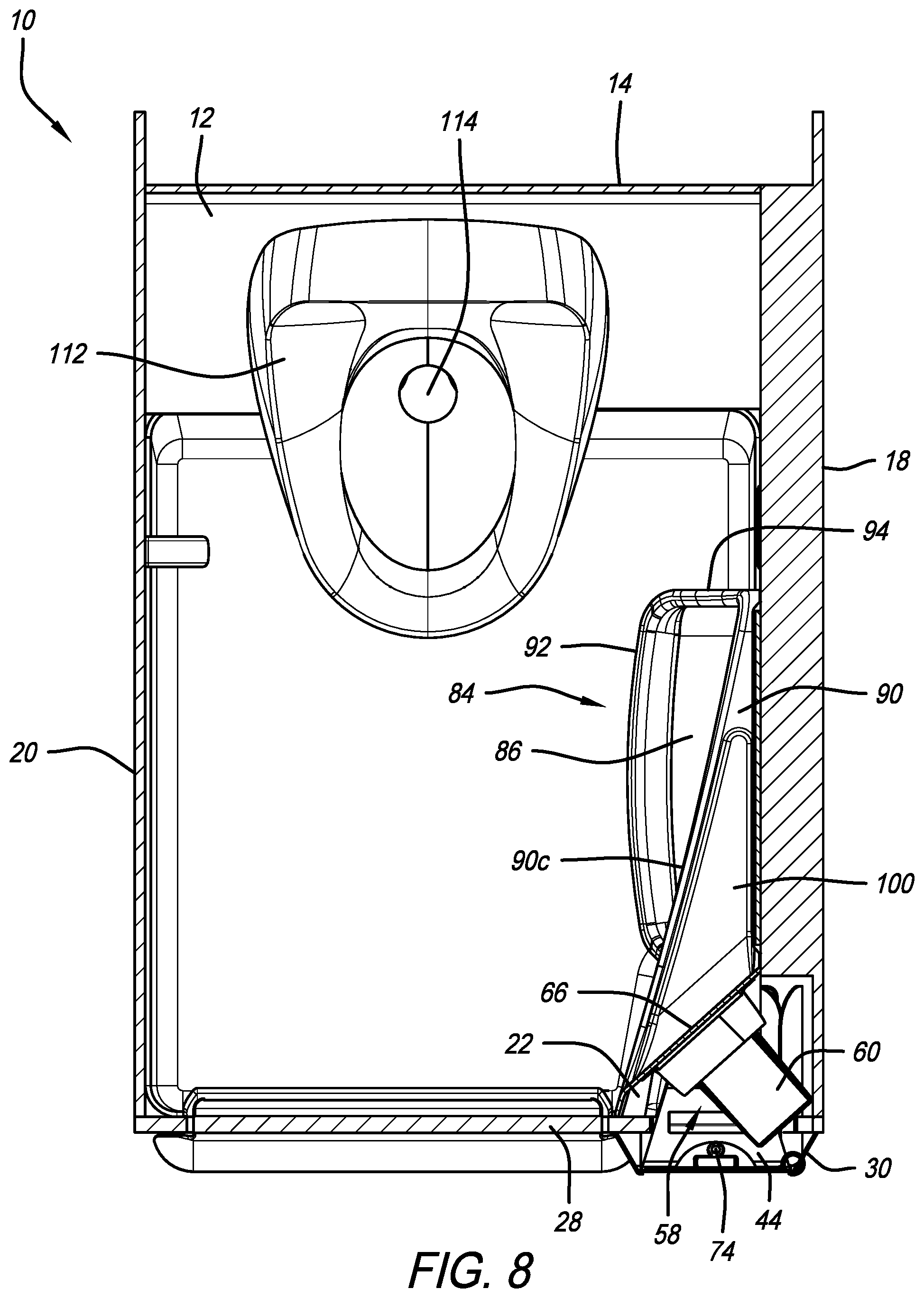 Patent US12351313 Figure 7 – Tower assembly for an aircraft monument