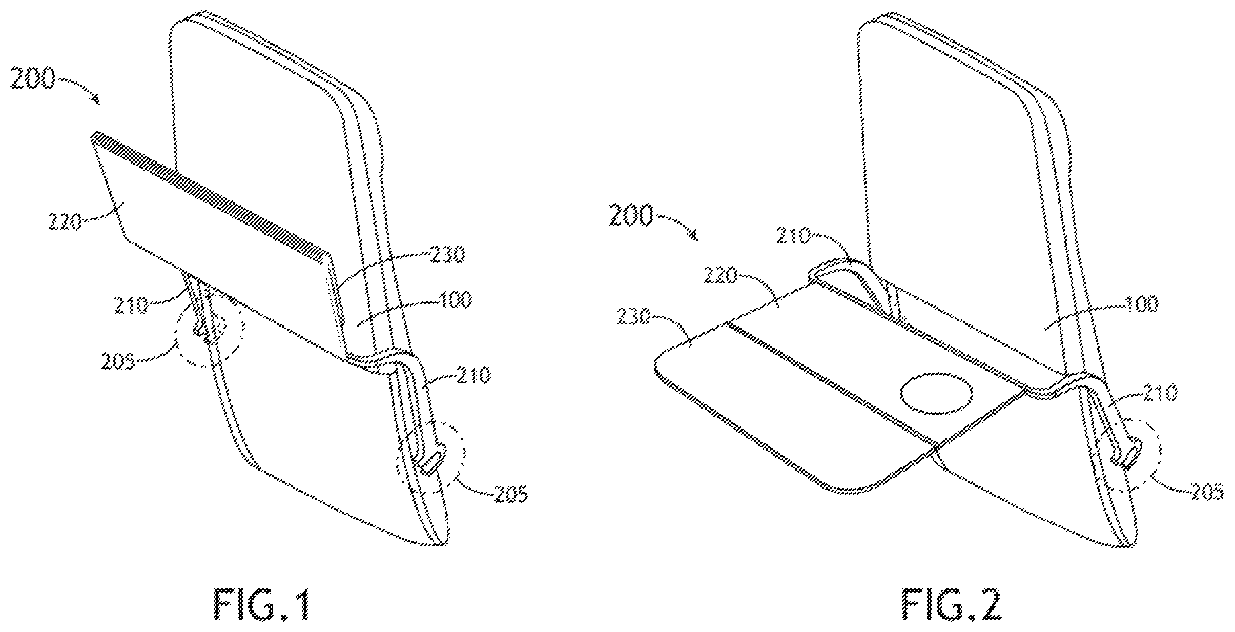 Patent US12351316 Figure 1 – Integrally formed tray table with flexural hinges