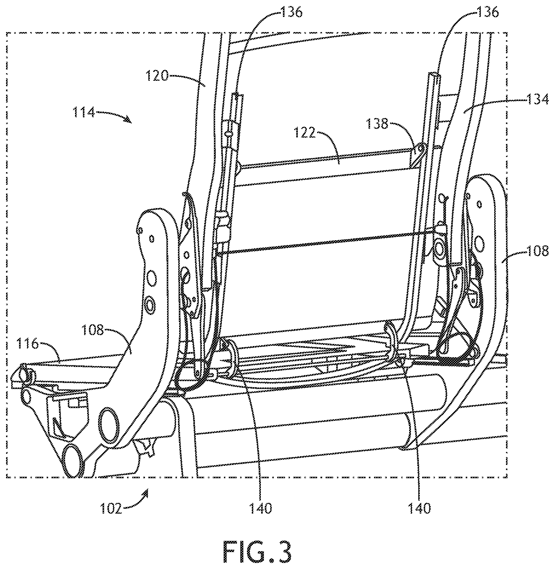 Patent US12351317 Figure 3 – Row of passenger seats convertible to a bed