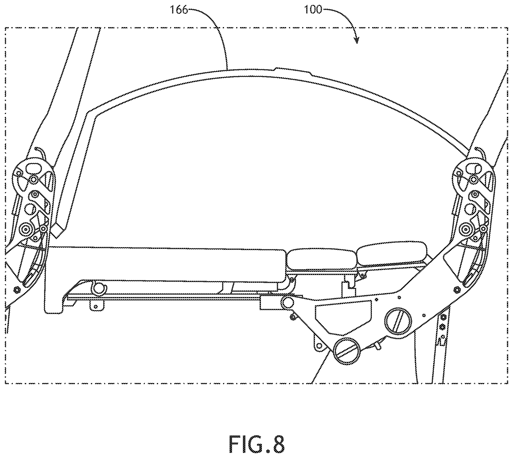 Patent US12351317 Figure 8 – Row of passenger seats convertible to a bed