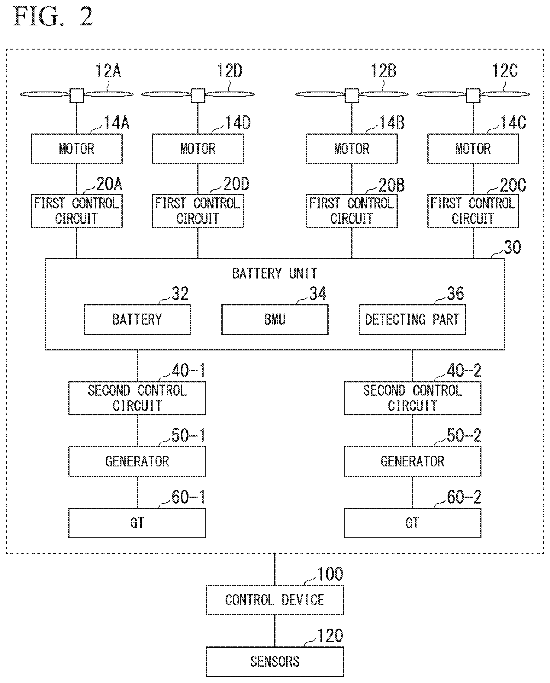 Patent US12351330 Figure 2 – Aircraft propulsion system with reduced rotational load of an engine shaft