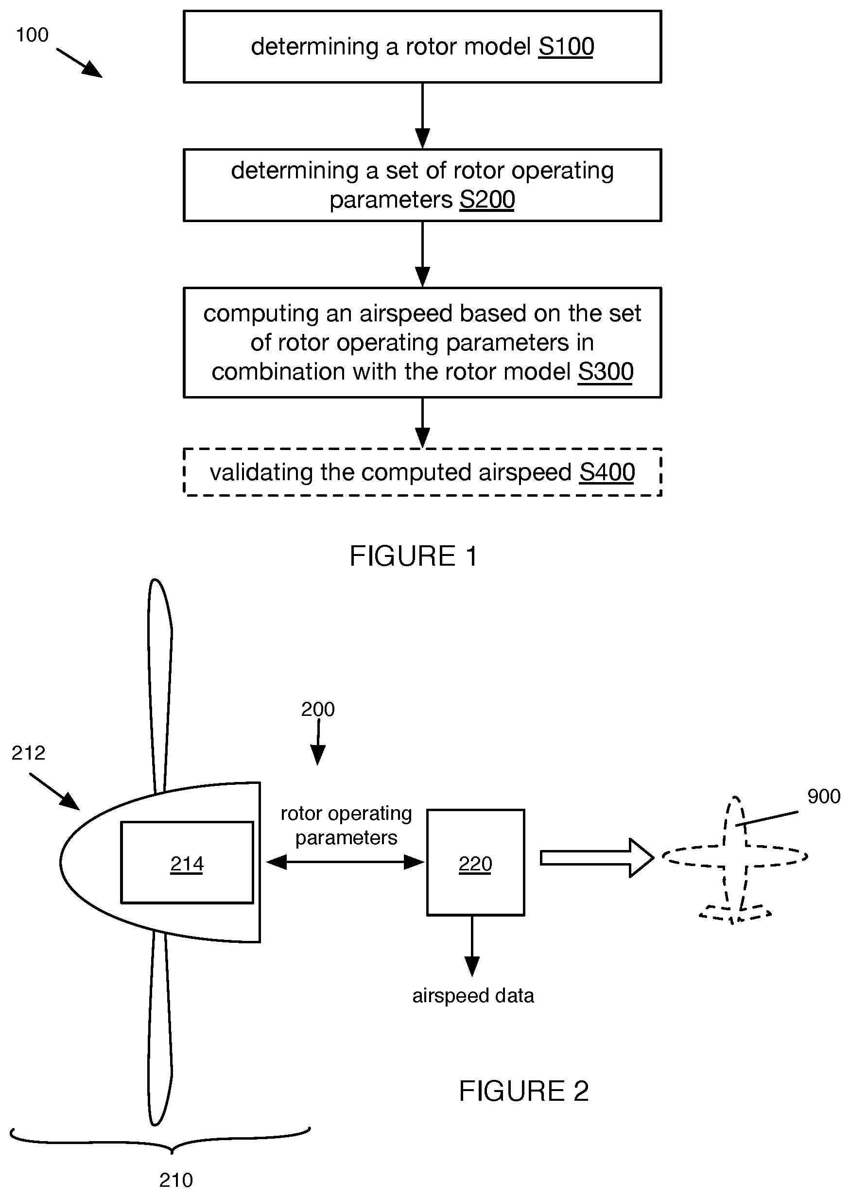 Patent US12351333 Figure 1 – System and method for airspeed determination
