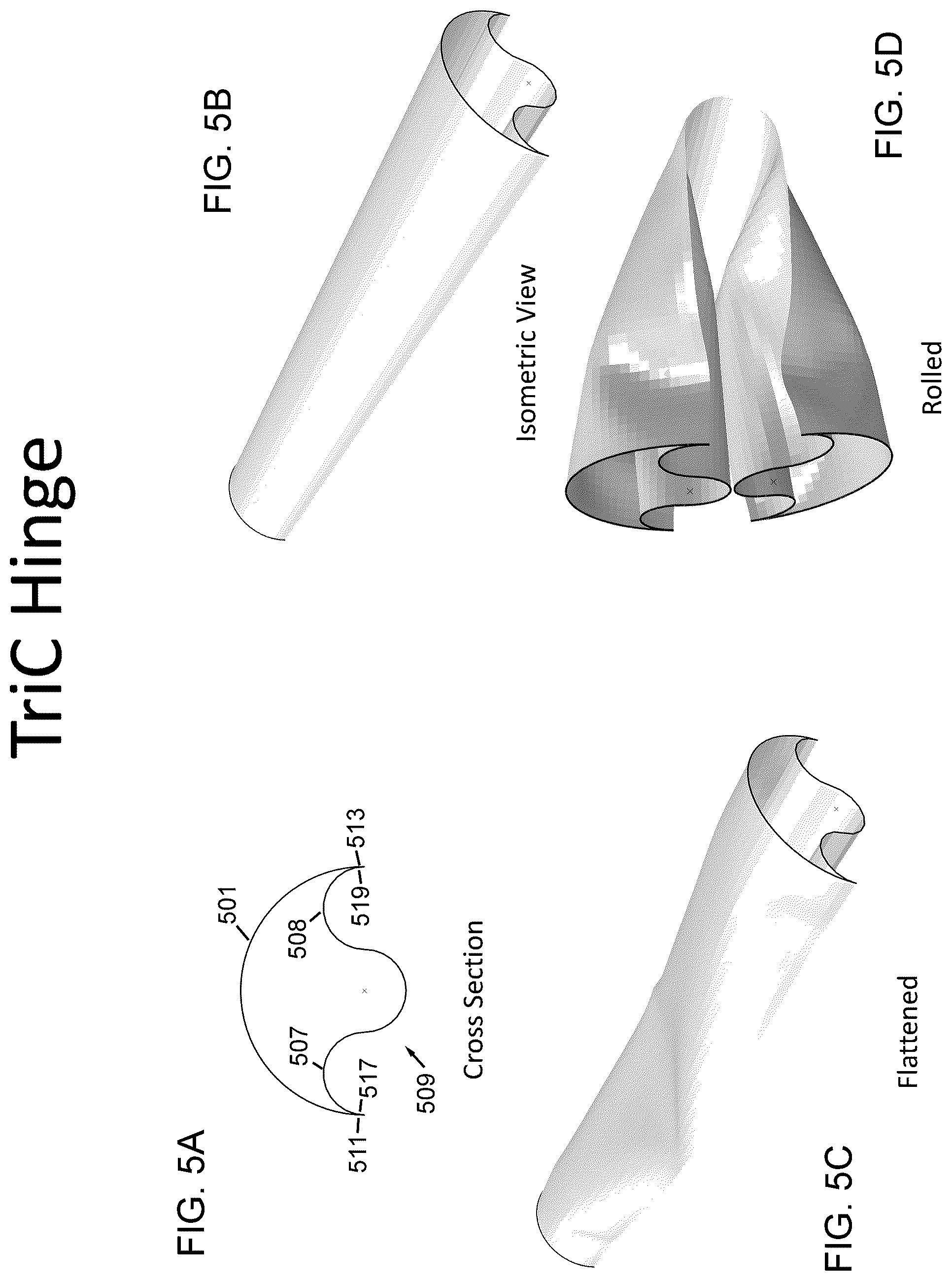 Patent US12351346 Figure 5 – Collapsible tubular mast (CTM) with surface material between trusses