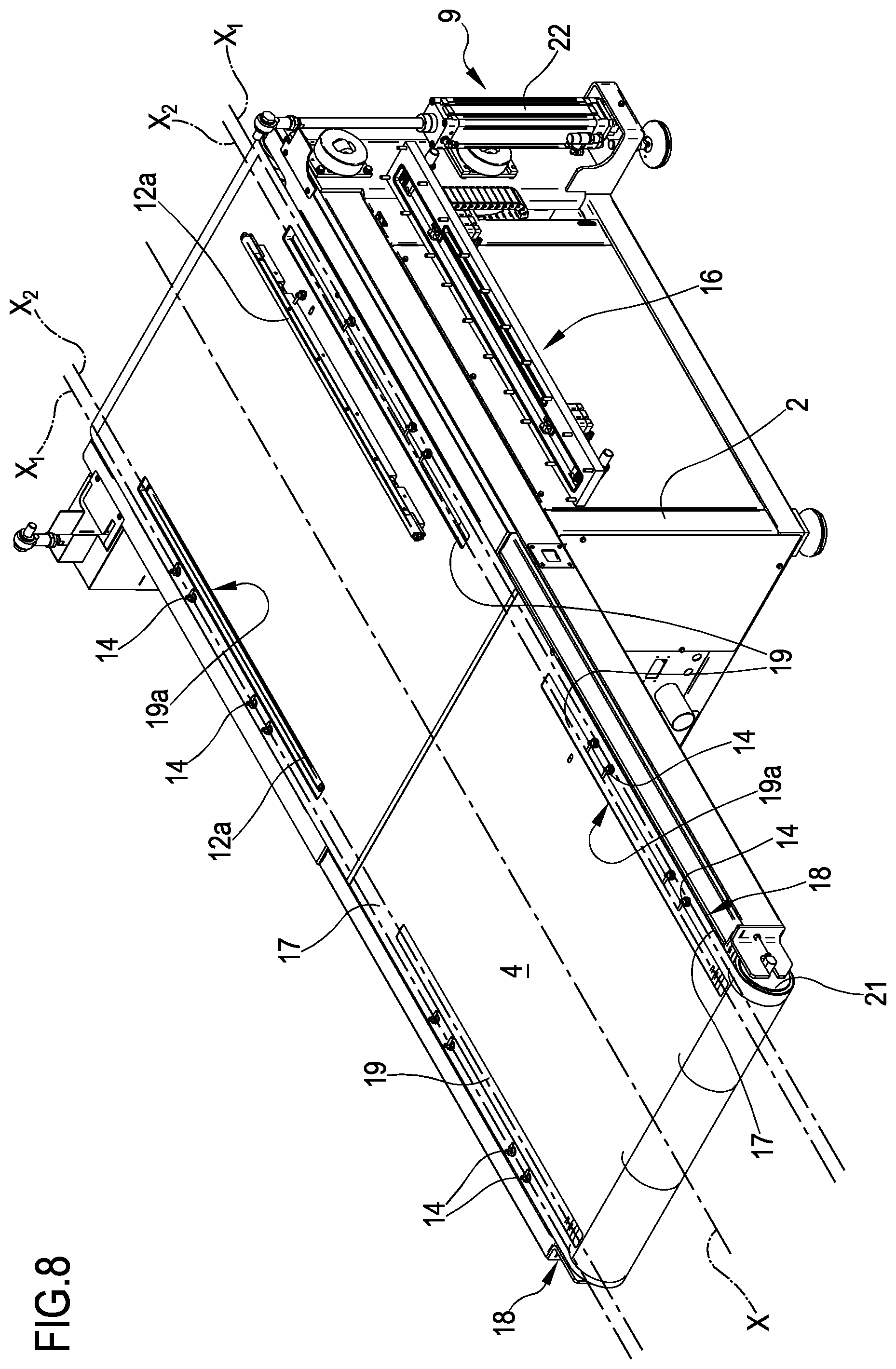 Patent US12351352 Figure 5 – Belt-type vacuum packaging machine