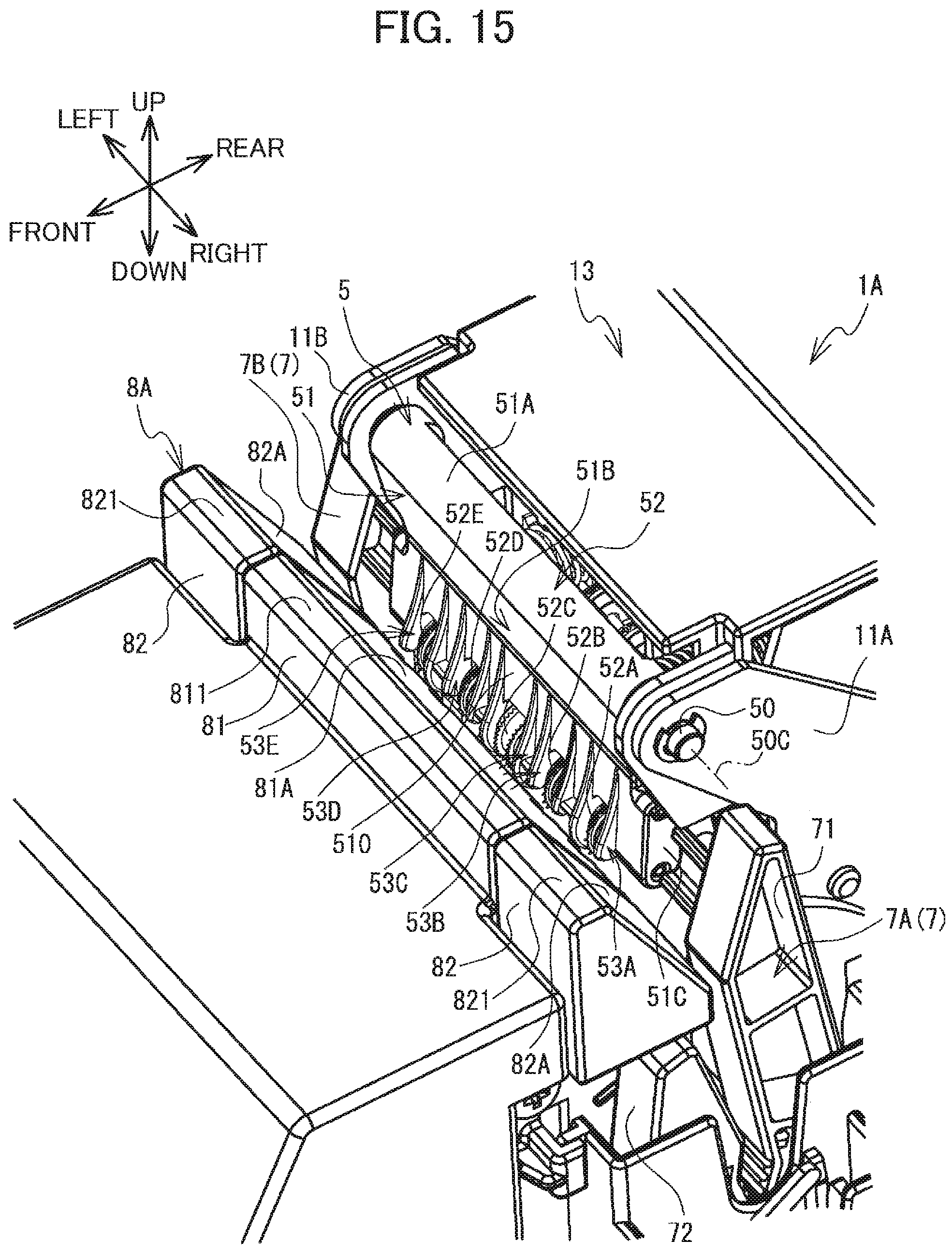 Patent US12351355 Figure 15 – Label wrapping device including first and second members arranged to partially overlap each other in width direction of label to correct curling tendency of label