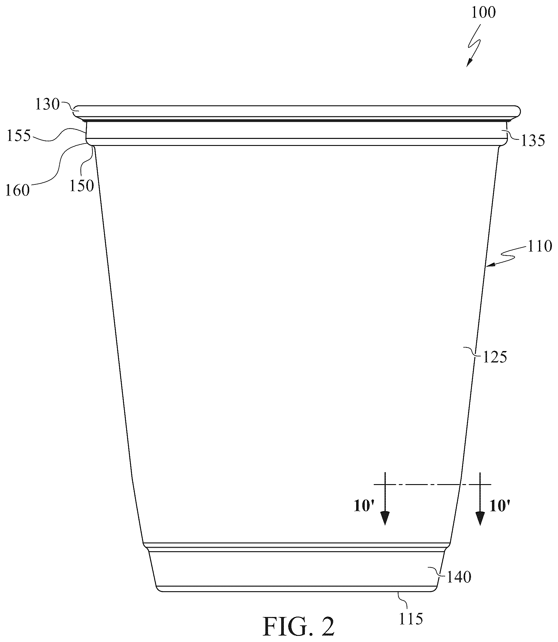 Patent US12351358 Figure 2 – Container having a stacking feature