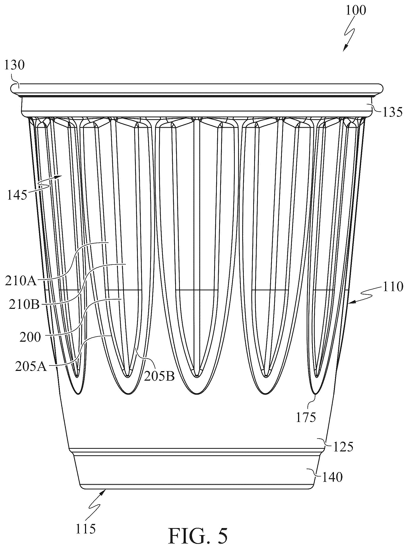 Patent US12351358 Figure 5 – Container having a stacking feature