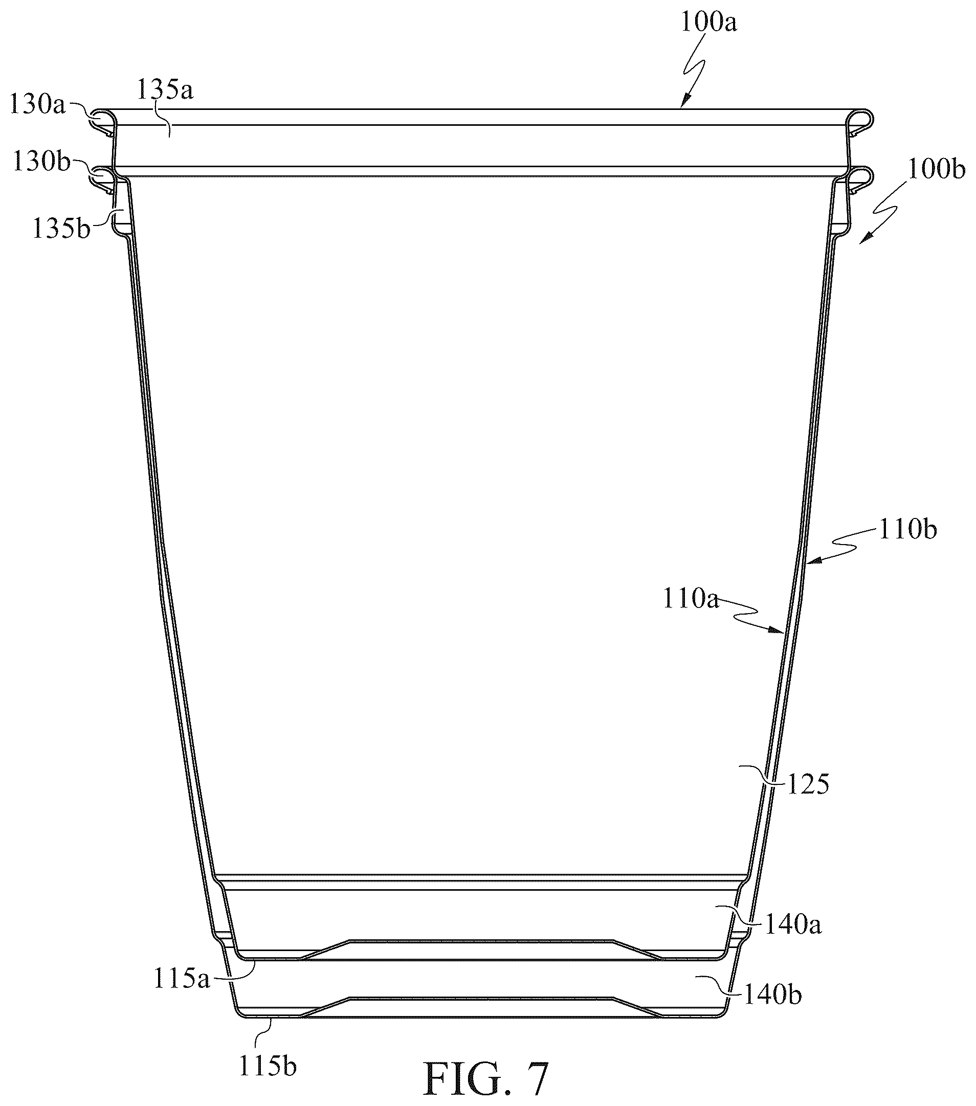 Patent US12351358 Figure 7 – Container having a stacking feature