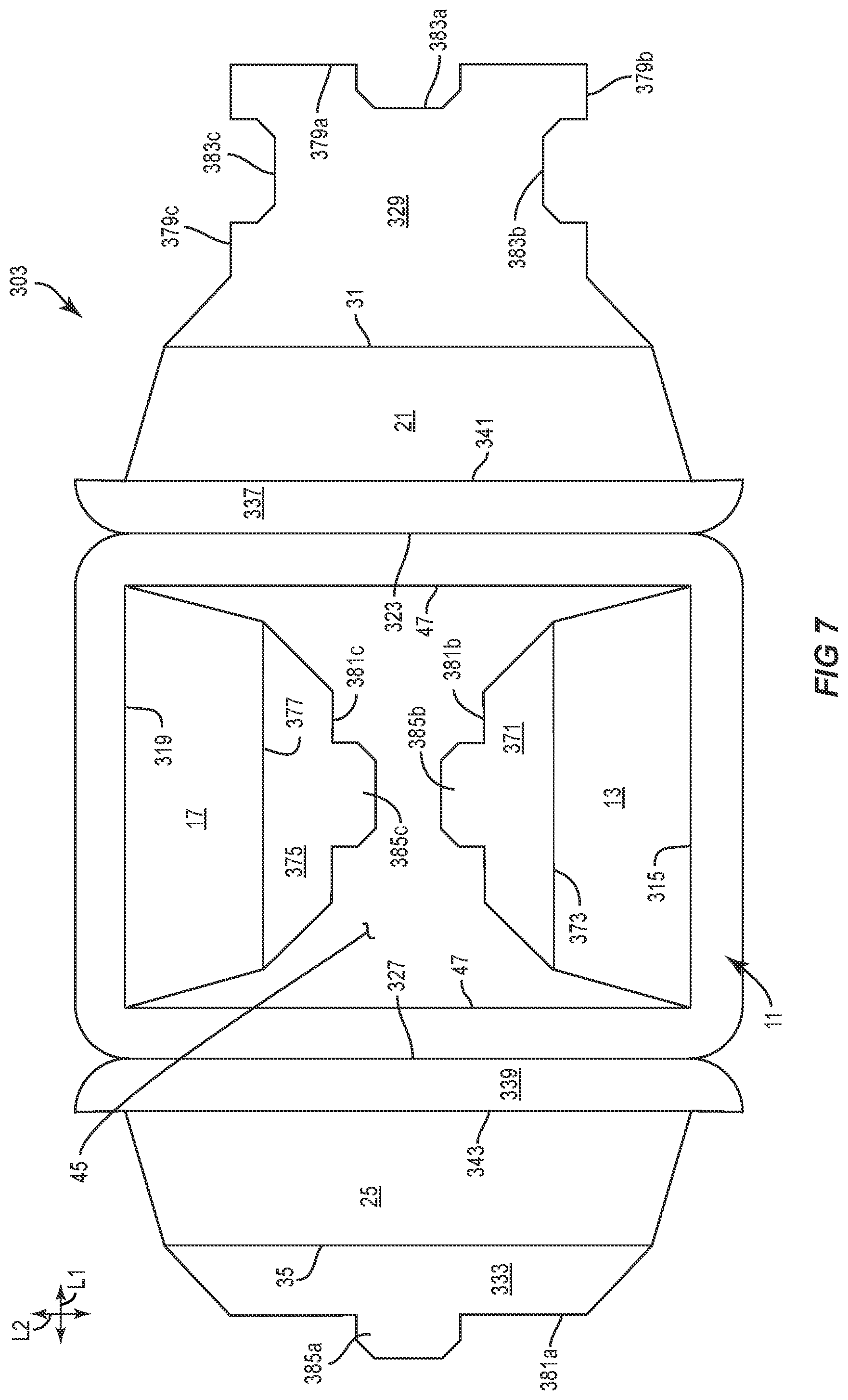 Patent US12351370 Figure 7 – Container with liner