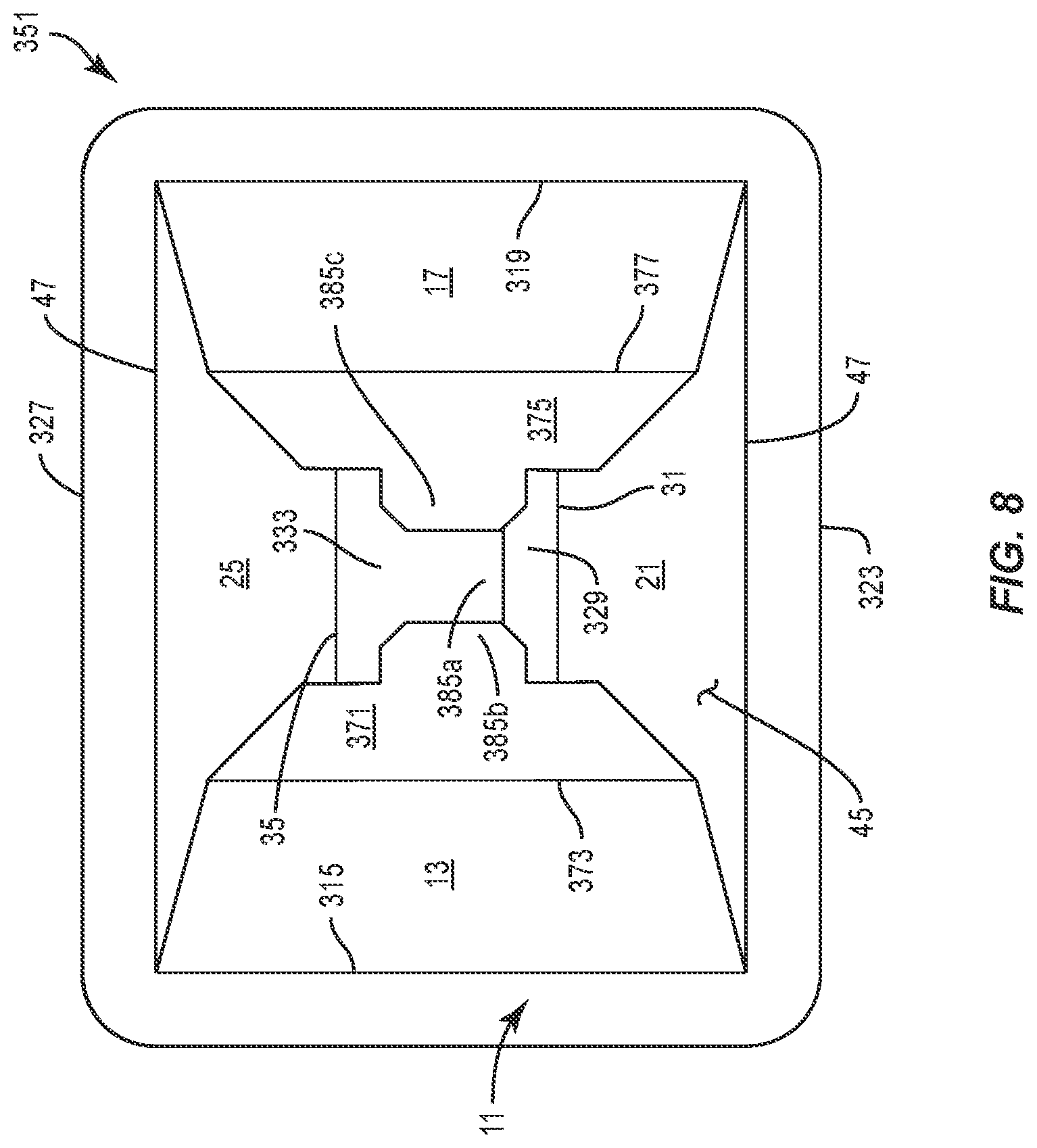 Patent US12351370 Figure 8 – Container with liner