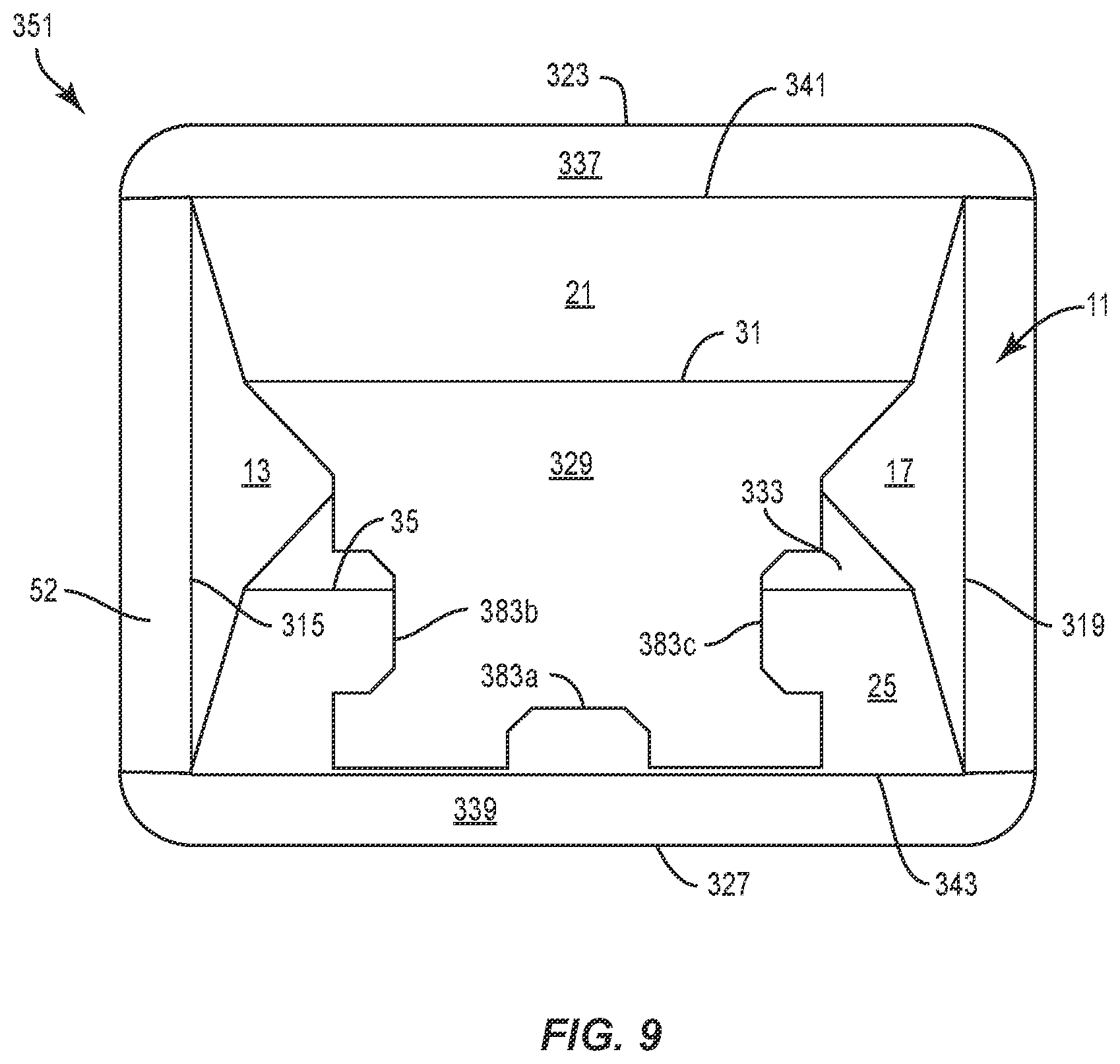 Patent US12351370 Figure 9 – Container with liner